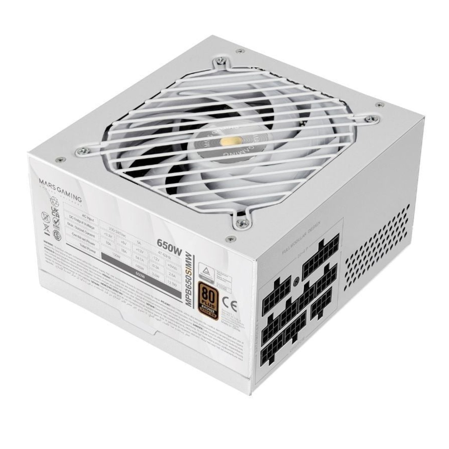 Mars Gaming MPB650SIM · 650W · 80 Plus Bronze · Ventilador 12cm · Blanca