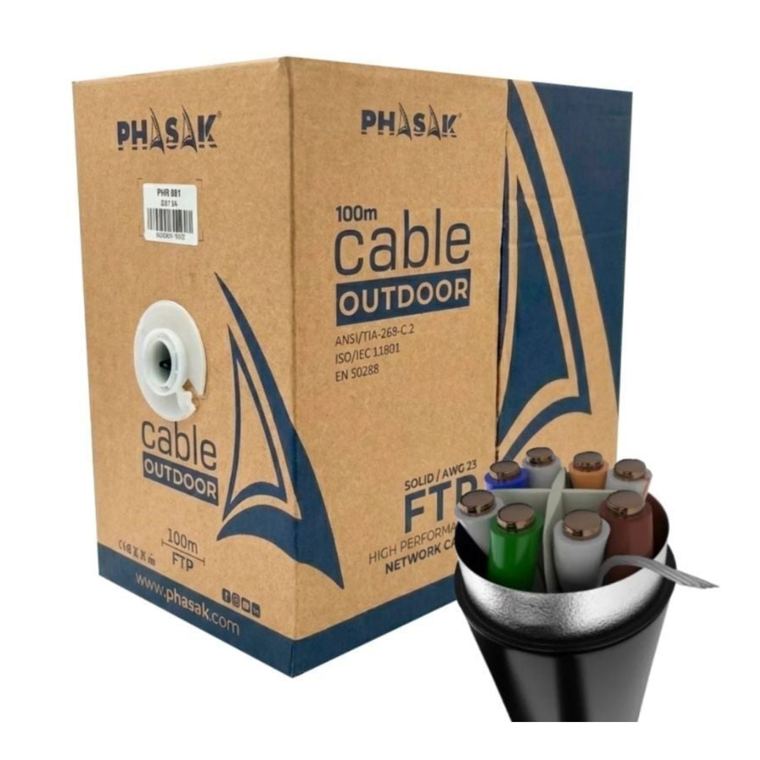 Phasak PHR 681 · Cable RJ45 FTP Cat.6A · 100m · Gris