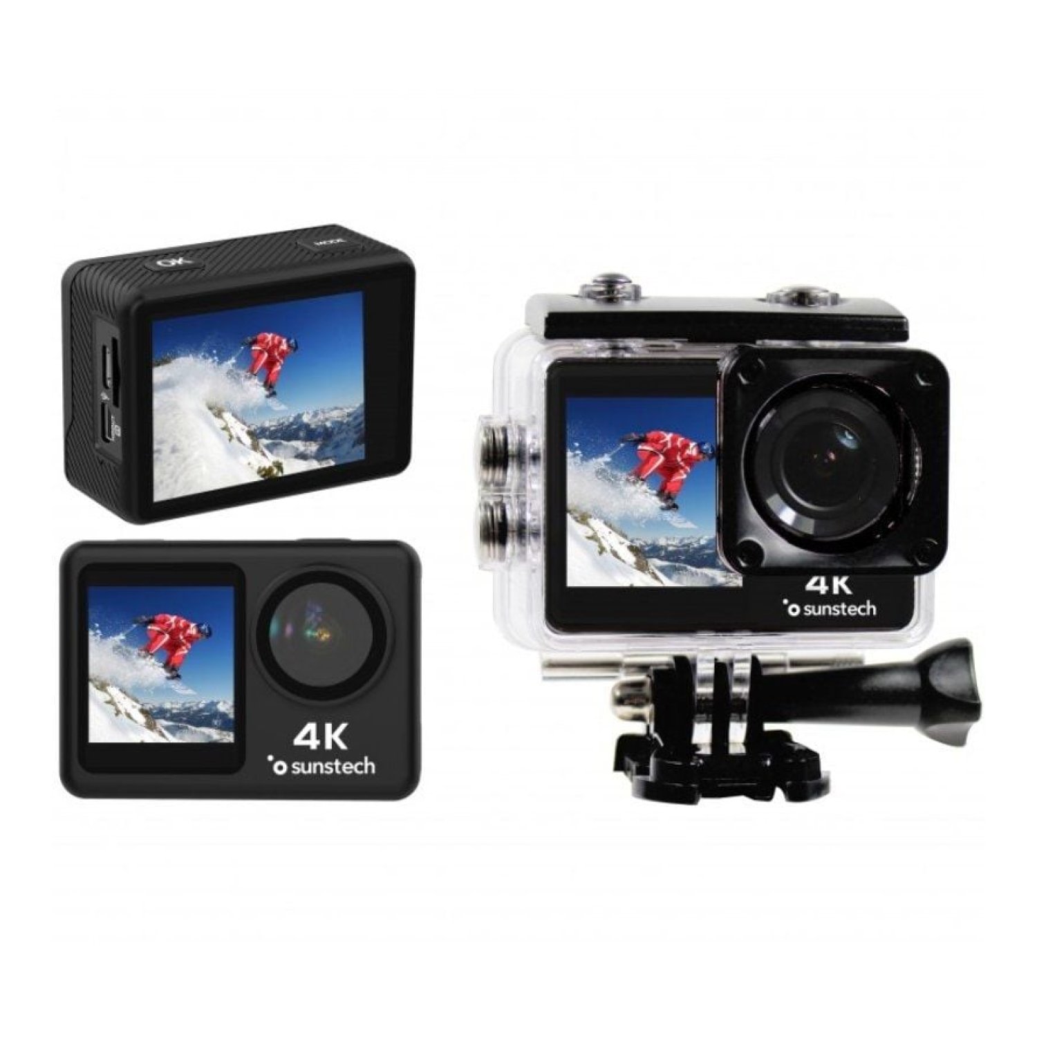 Sunstech Adventure 4K · Cámara Deportiva · 16MP · Ángulo 170° · Negra