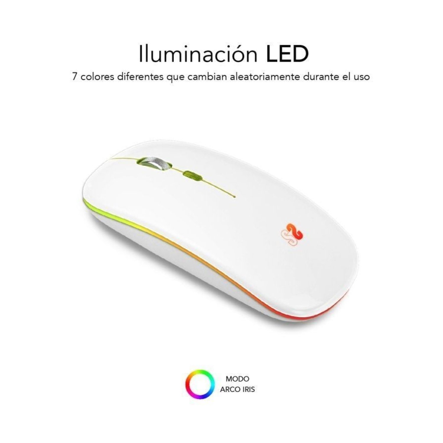 Subblim · Ratón Inalámbrico LED Dual · Batería Recargable · 1600 DPI · Blanco