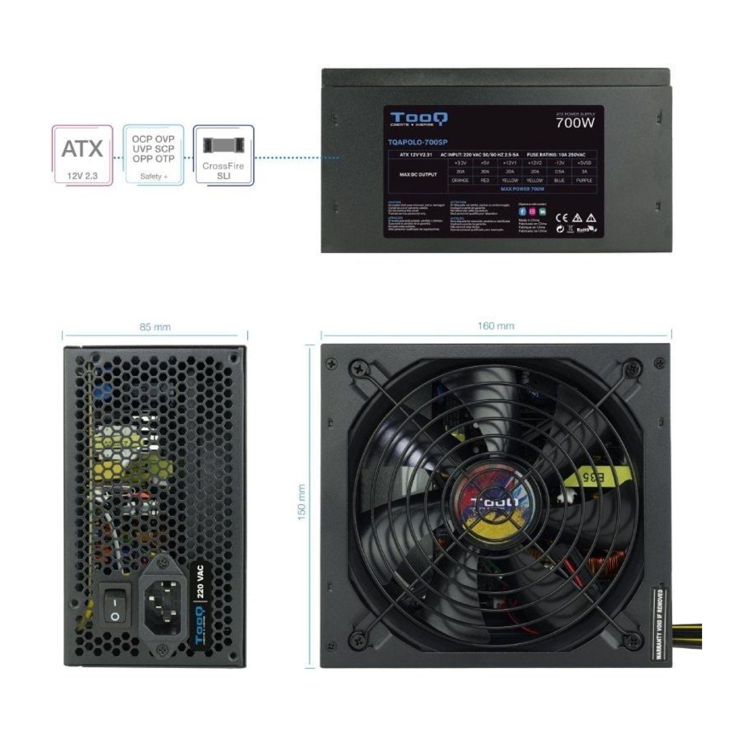 TooQ Apollo · Fuente 700W · Ventilador 14cm