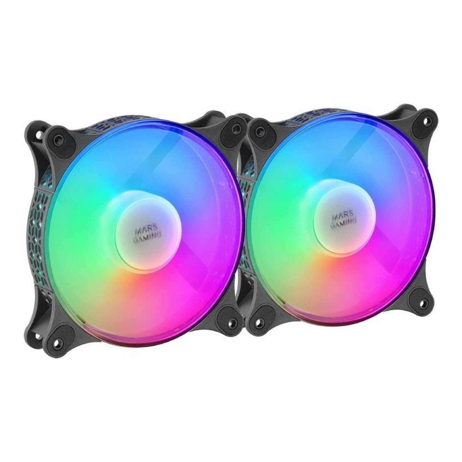 Mars Gaming MFDUO · Pack 2 Ventiladores · 12cm · FRGB · Sincronización RGB
