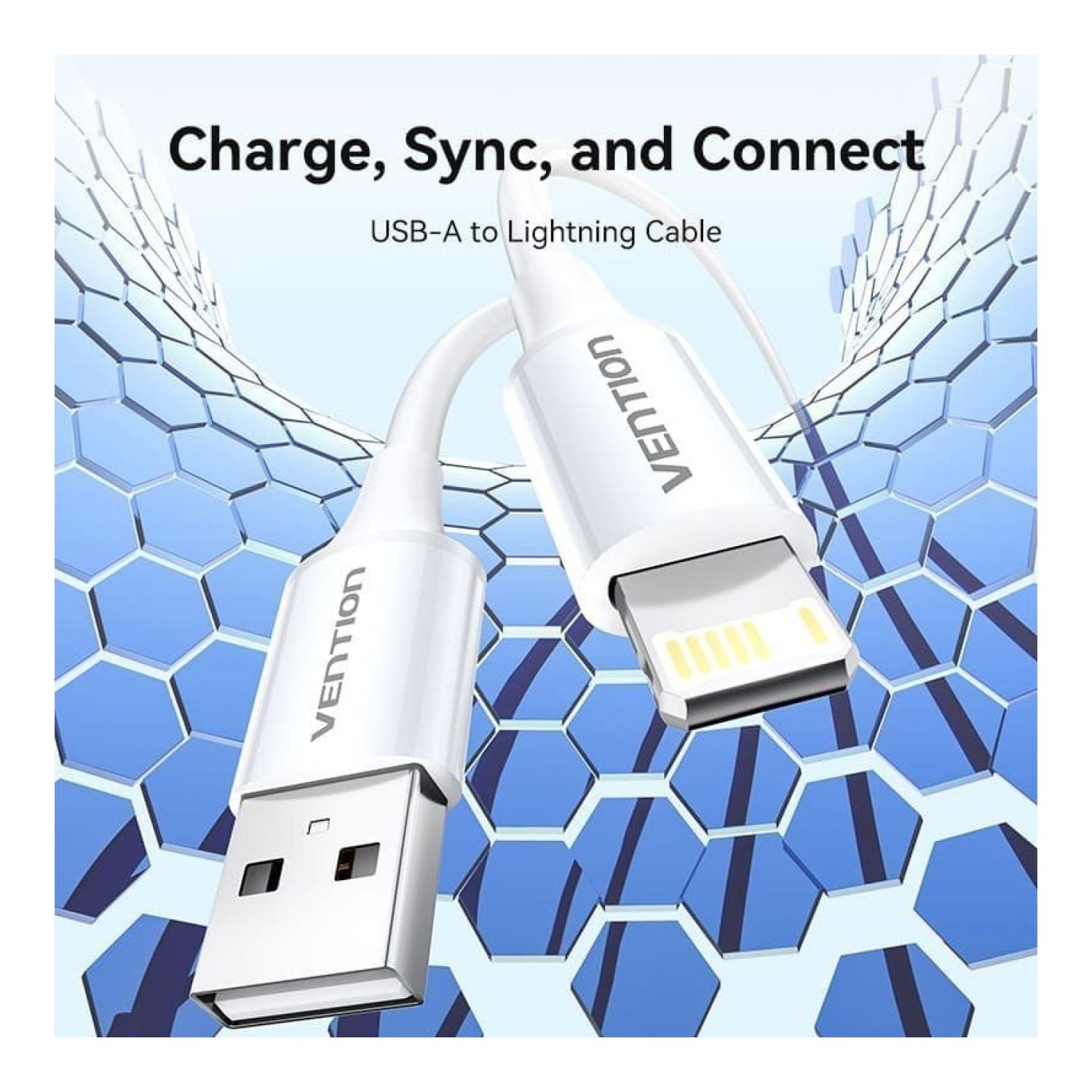 Cable USB 2.0 Lightning Vention LAIWF/ USB Macho - Lightning Macho/ 480Mbps/ 1m/ Blanco