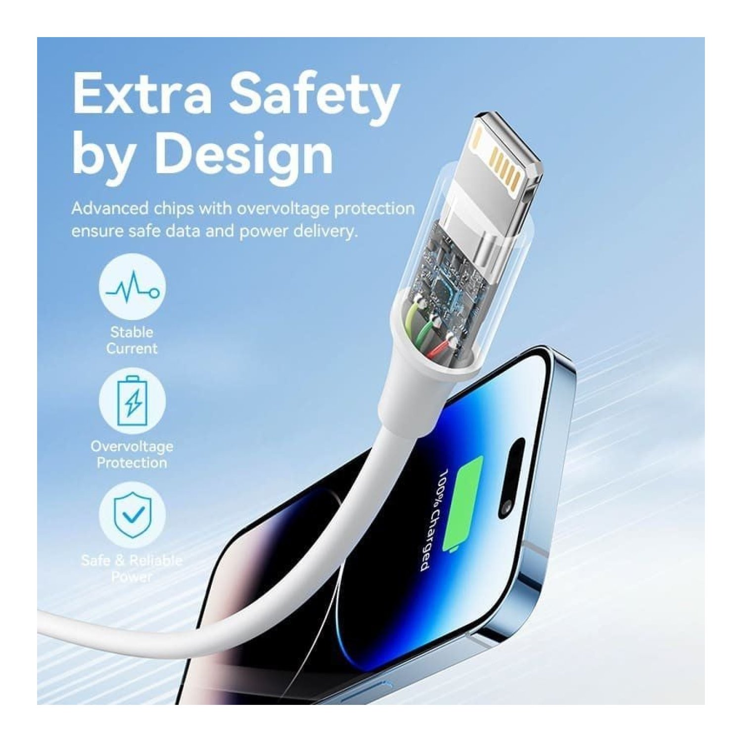 Cable USB 2.0 Lightning Vention LAIWF/ USB Macho - Lightning Macho/ 480Mbps/ 1m/ Blanco