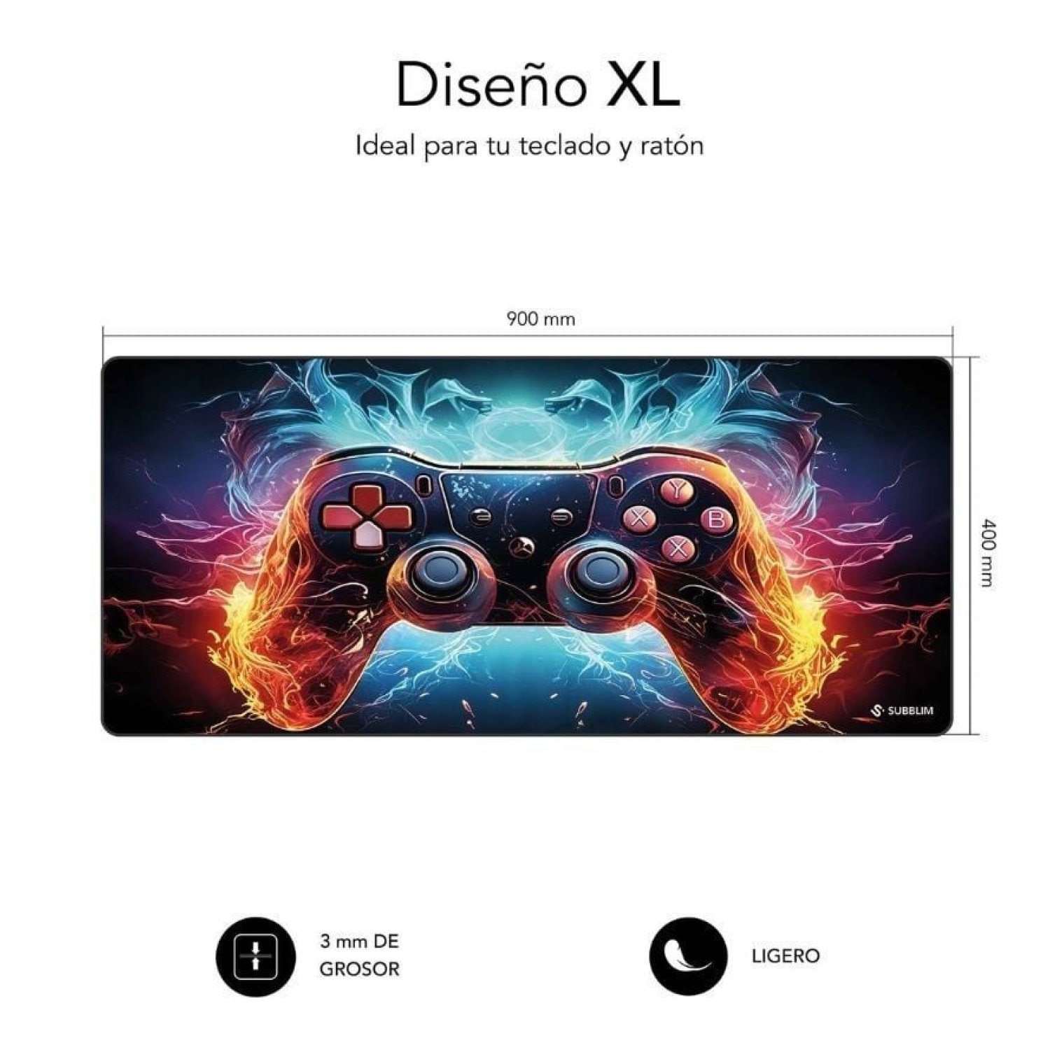 Subblim GameCore XL · Alfombrilla Gaming · 900x400mm · 3mm Grosor