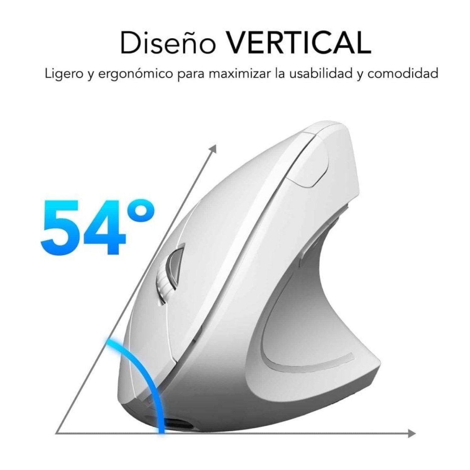 Subblim Glide Vertical Ergo · Ratón Inalámbrico · 1600 DPI · Batería Recargable · Blanco