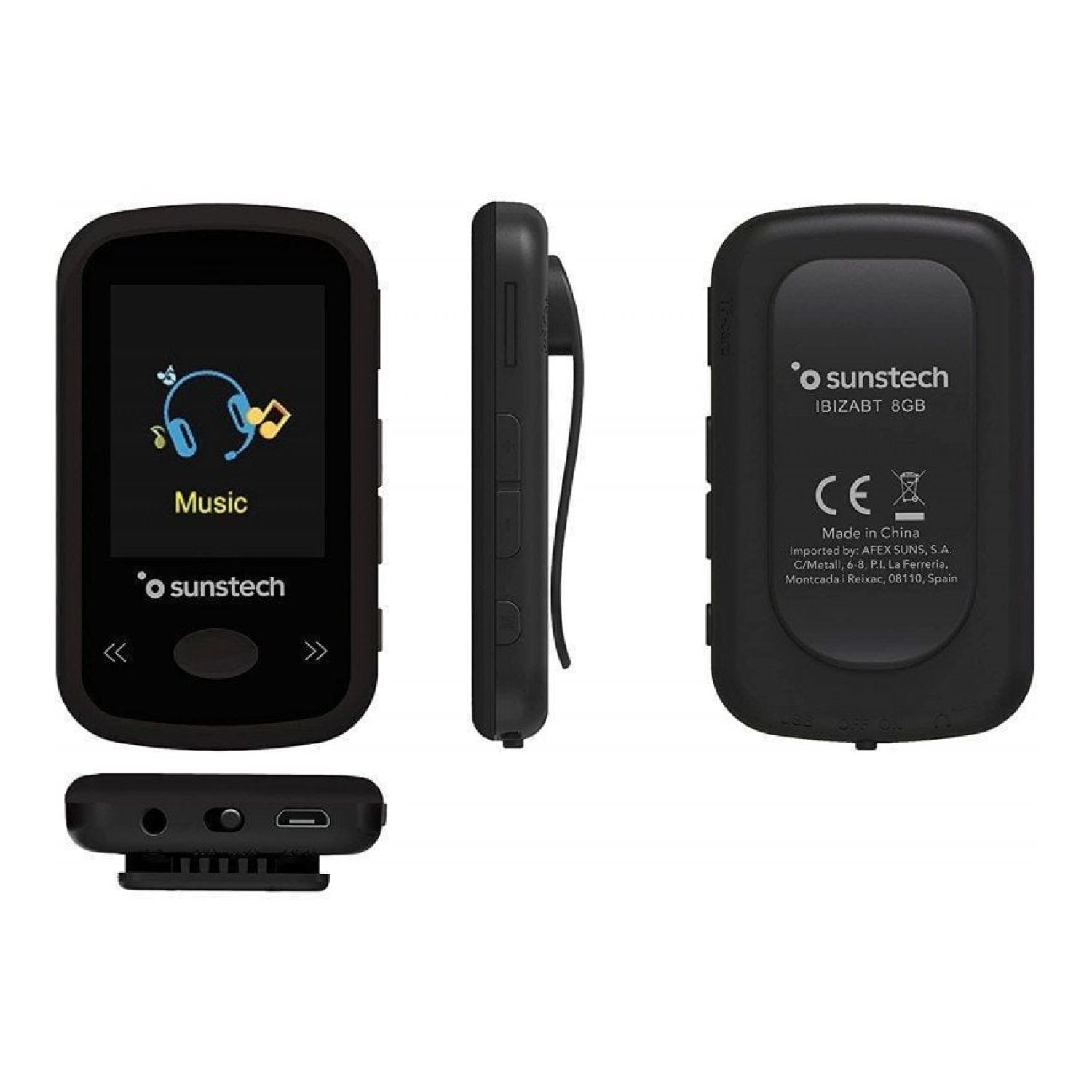 Sunstech Ibiza BT · Reproductor MP4 · 8GB · Pantalla 1,8" · Radio FM · Negro