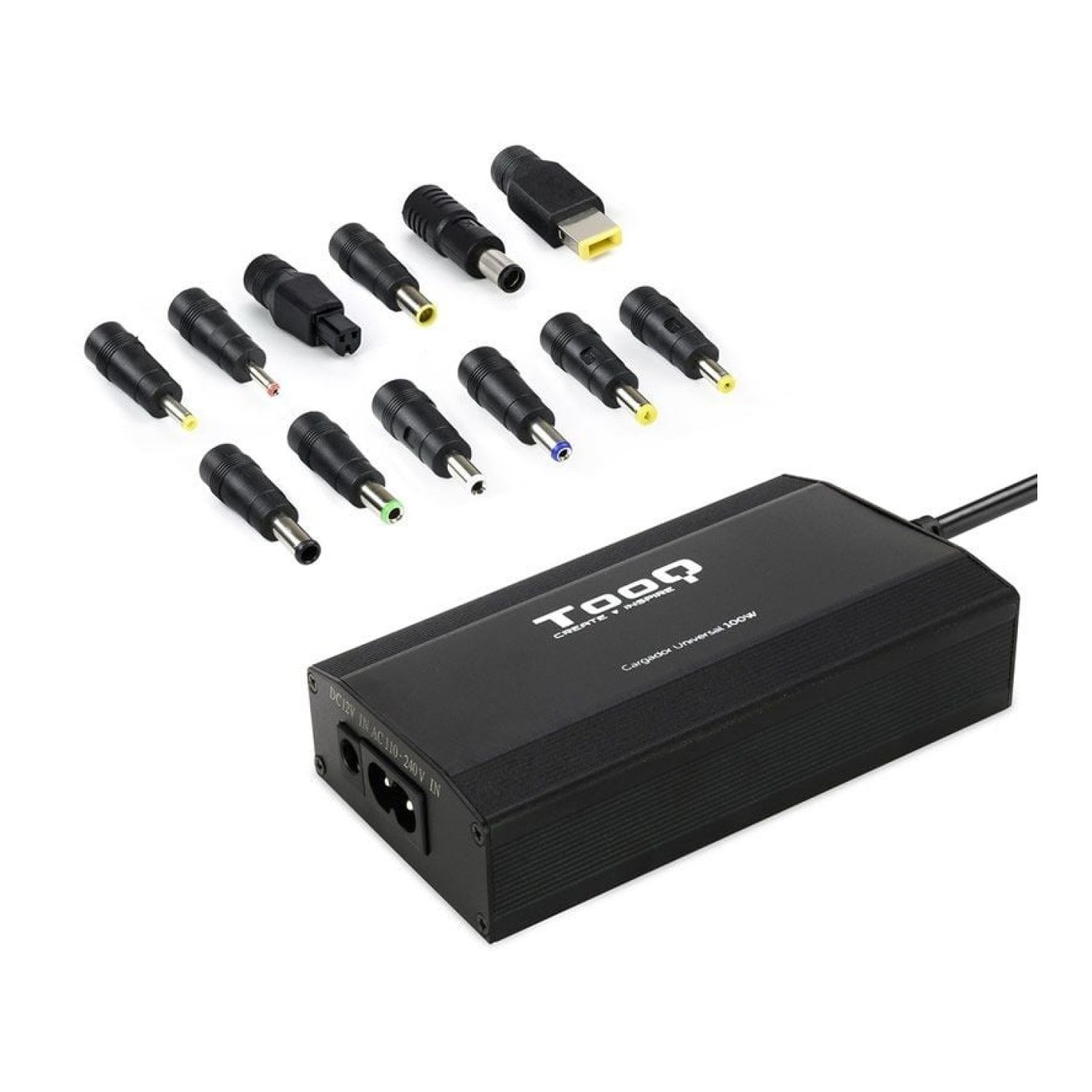 TooQ Cargador Portátil · 100W · USB · 12 Conectores · 12-24V