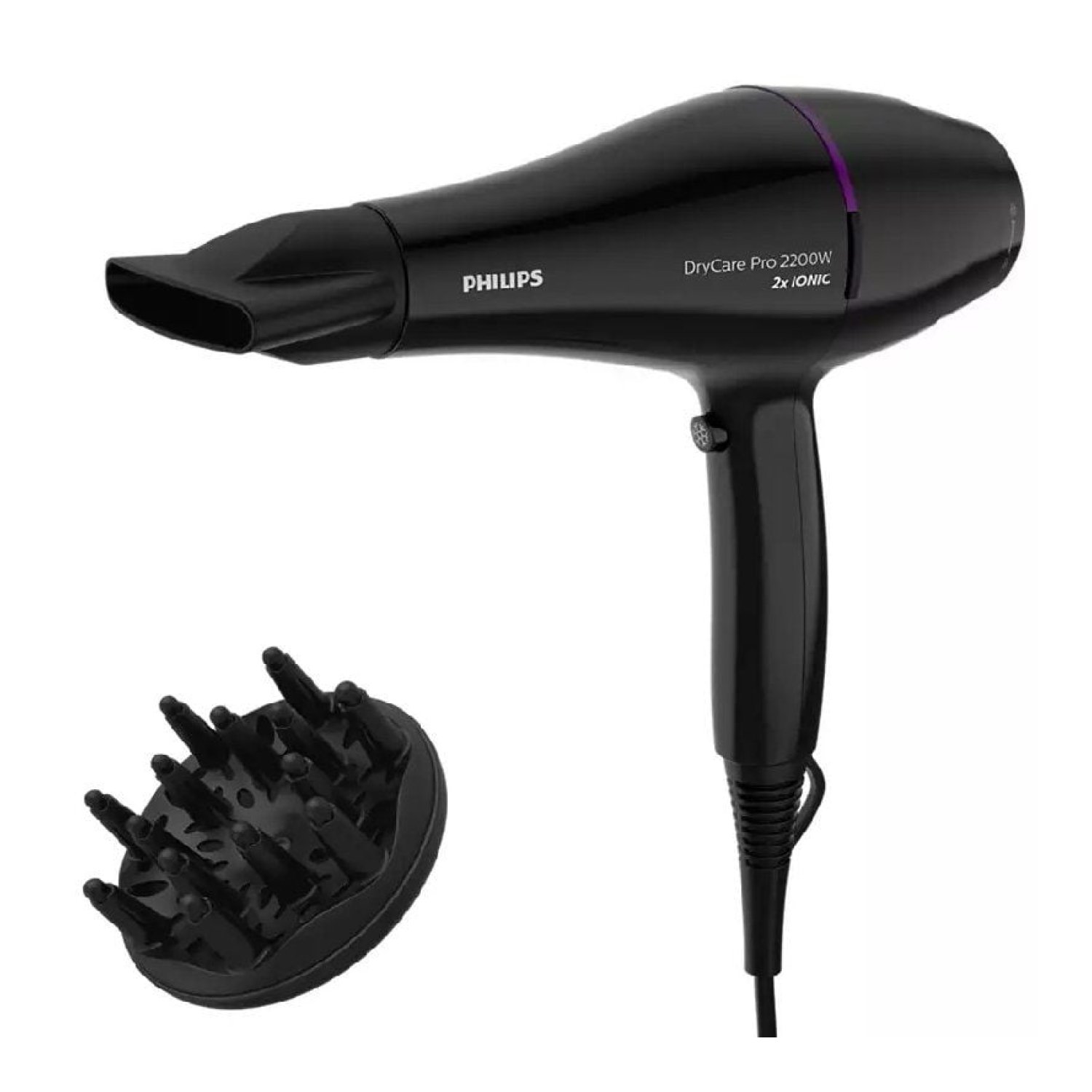 Philips Drycare Pro · Secador 2200W · Negro y Violeta