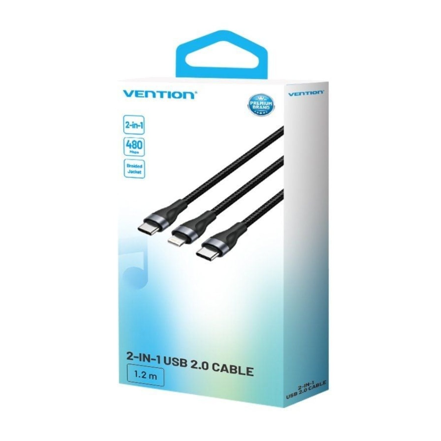Vention · Cable USB Tipo-C a Lightning · 60W · 480Mbps · 1,2m · Negro