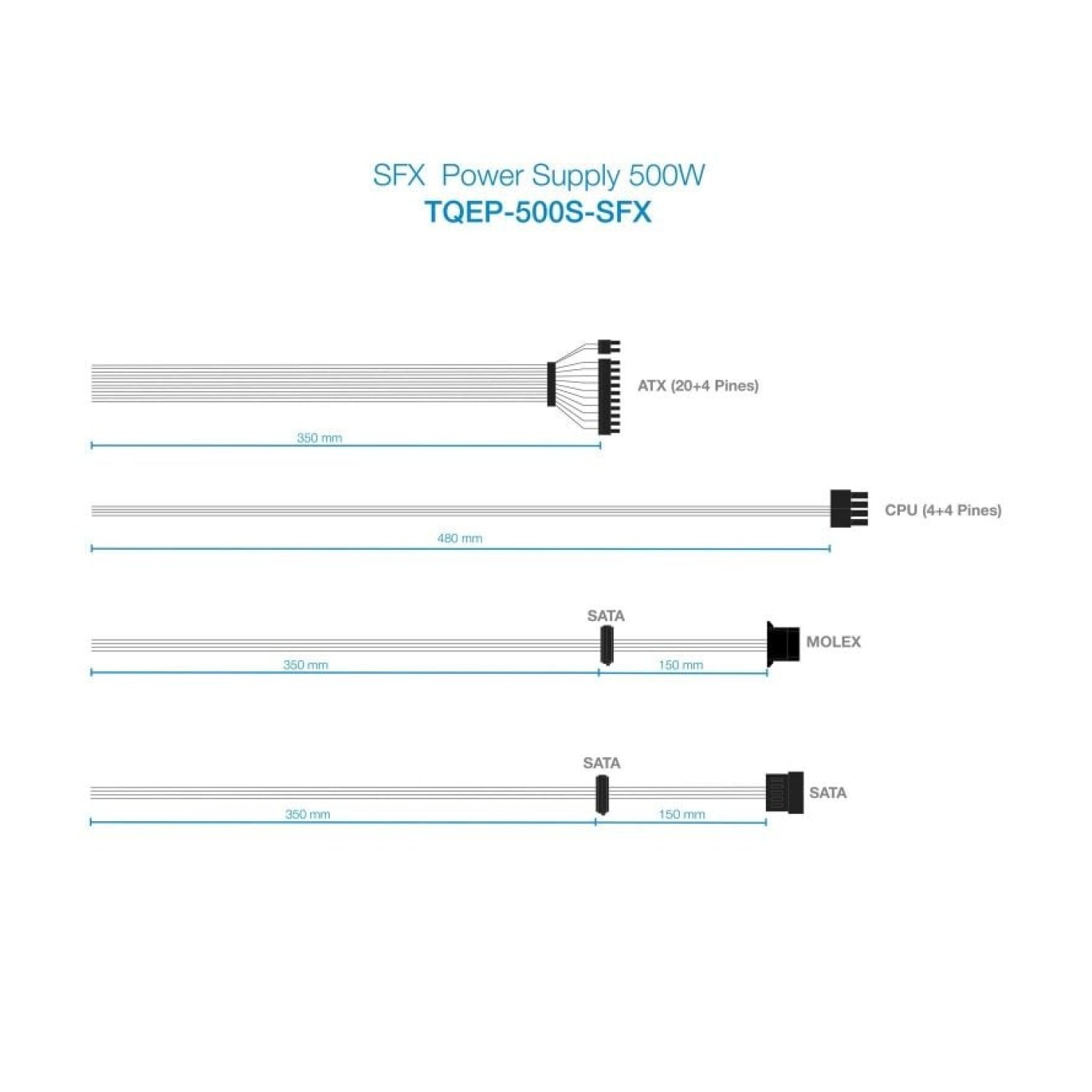 TooQ Fuente Alimentación SFX · 500W · Ventilador 8cm