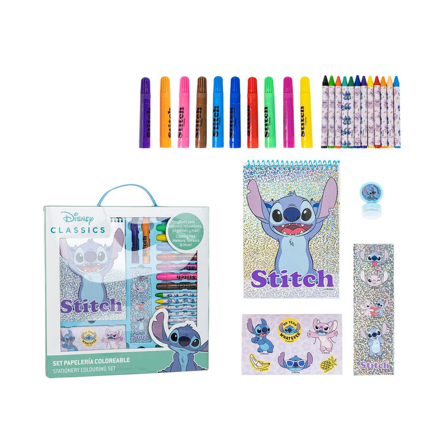 Set papeleria coloreable Stitch Disney