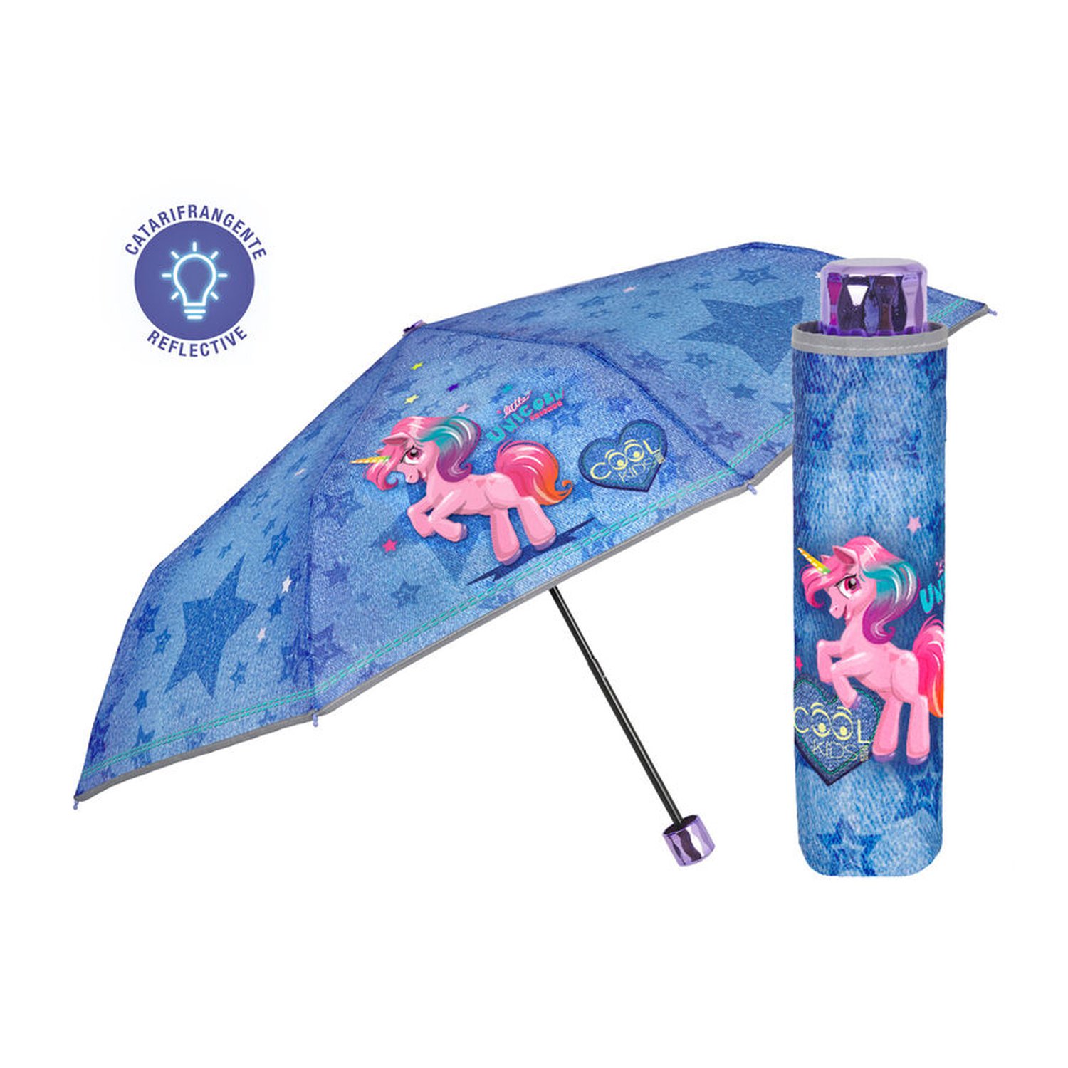 Paraguas plegable manual Unicornio 50cm