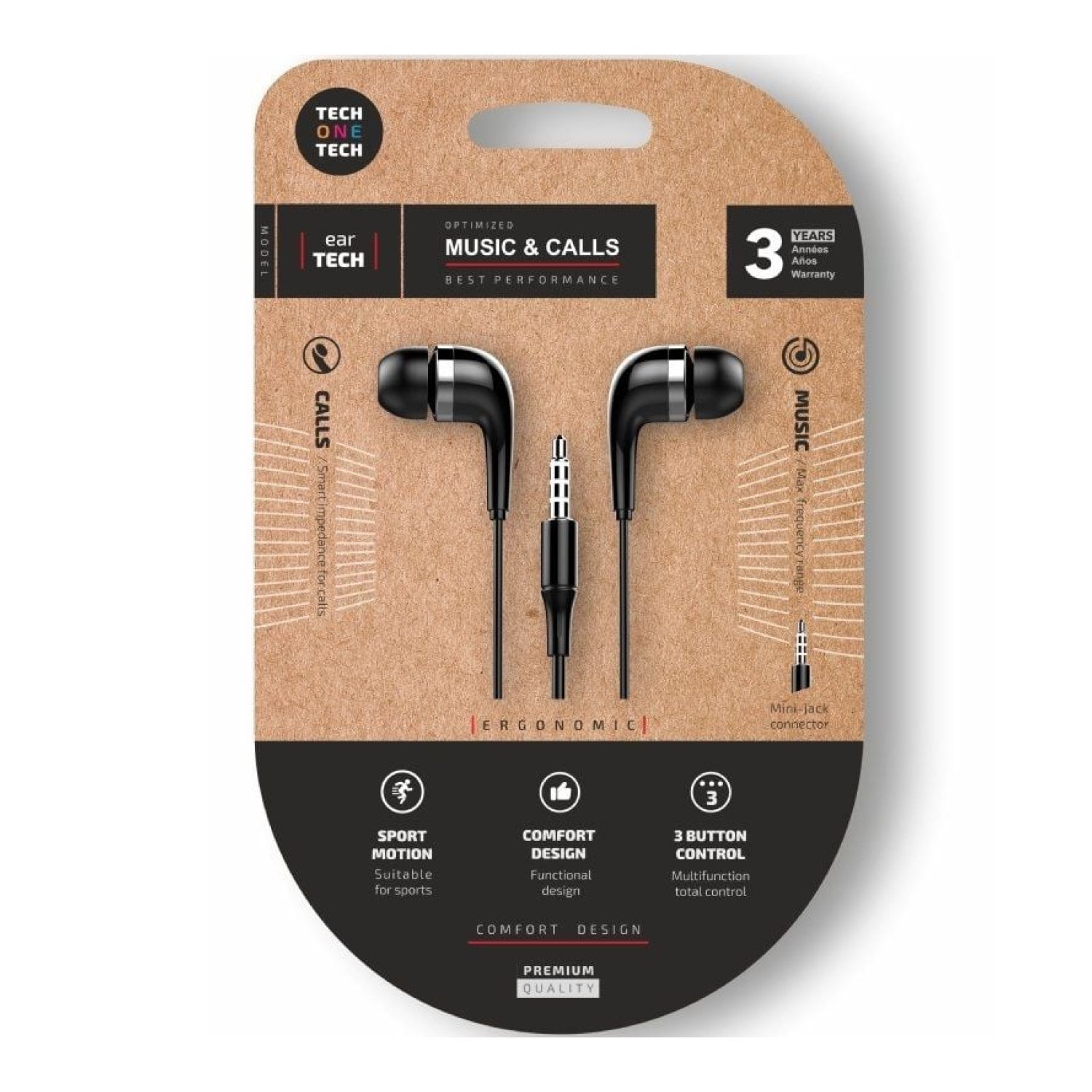 Tech One Tech Soft Ear · Auriculares Intrauditivos · Micrófono · Jack 3.5 · Negros