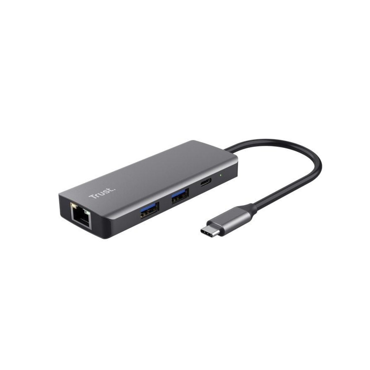 Trust Dalyx · Docking USB-C · 2xUSB · 2xUSB-C · HDMI 4K · RJ45 · Gris