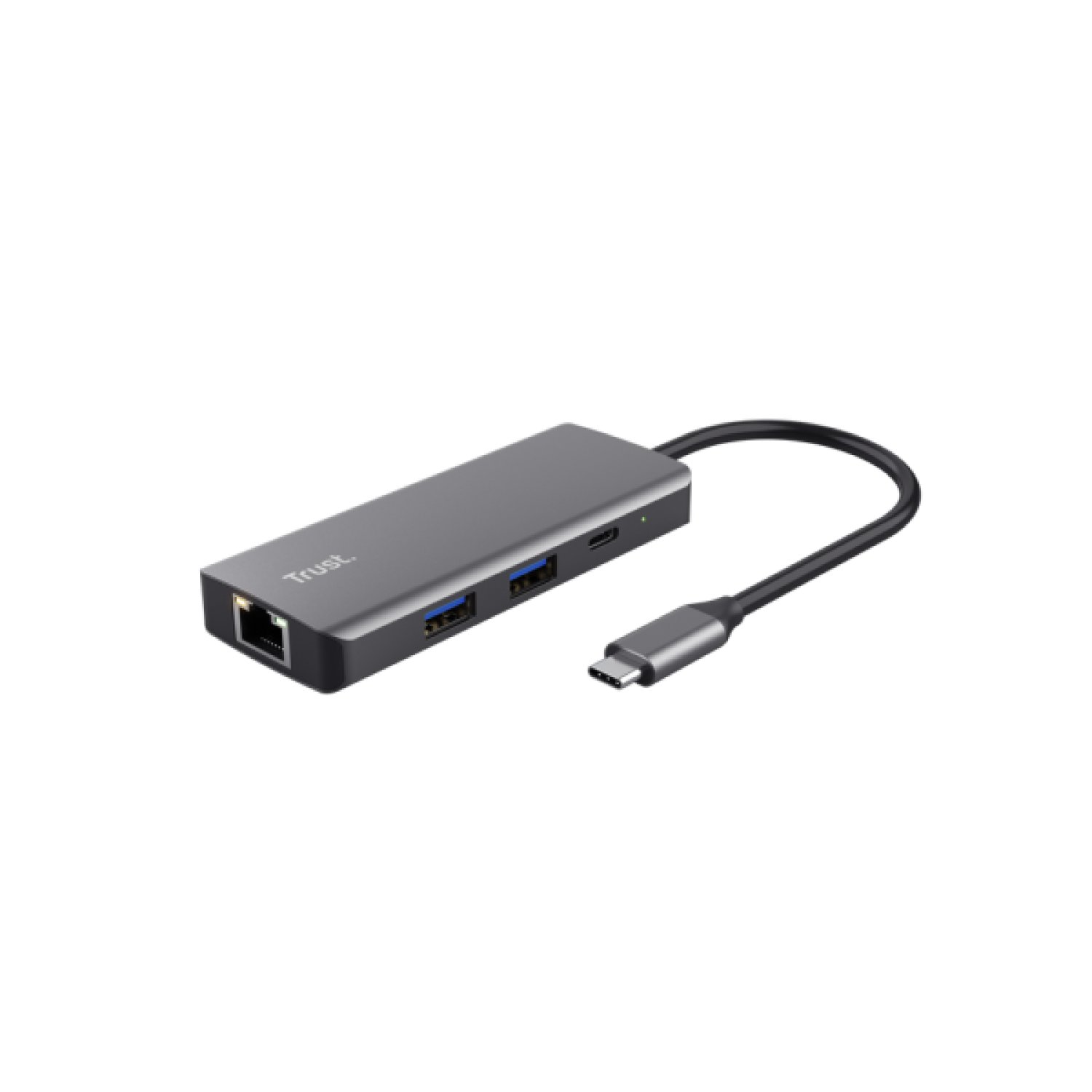 Trust Dalyx · Docking USB-C · 2xUSB · 2xUSB-C · HDMI 4K · RJ45 · Gris
