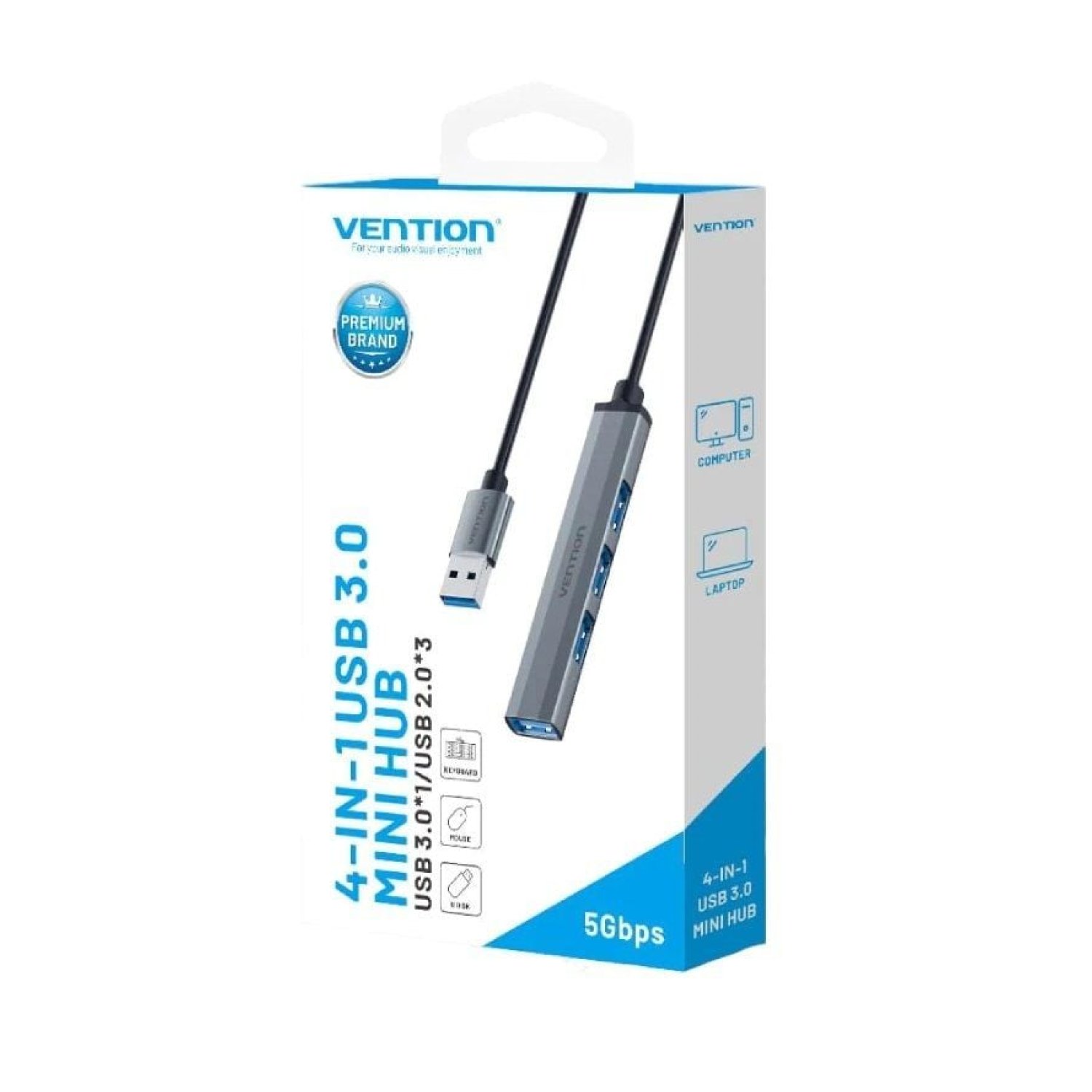 Vention Hub USB 3.0 · 4 Puertos USB · Gris