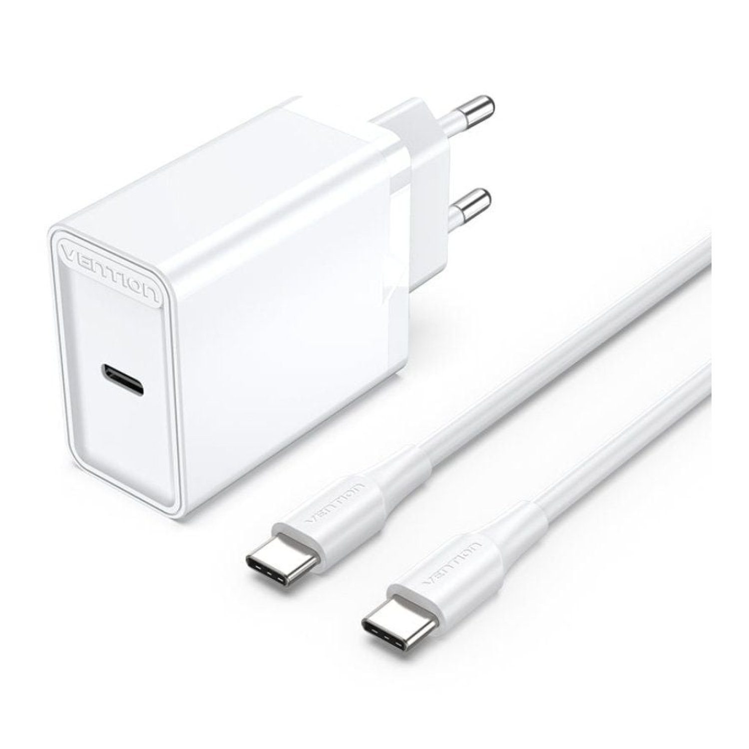 Vention Cargador de Pared · 1xUSB-C + 2xCables USB-C · 25W