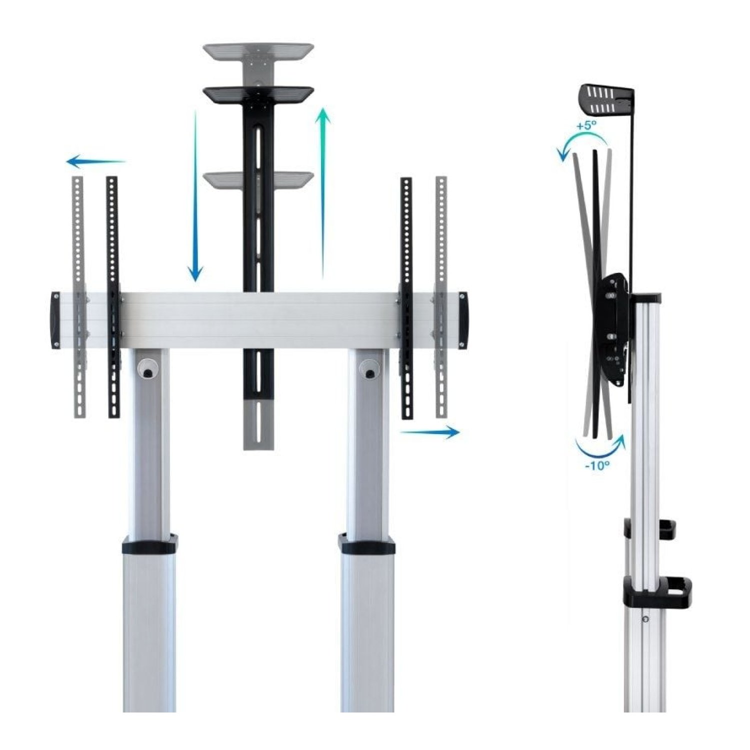 TooQ FS20300M-B · Soporte Suelo TV 60-100" · Inclinable · Ajustable · Hasta 100kg · Con Ruedas