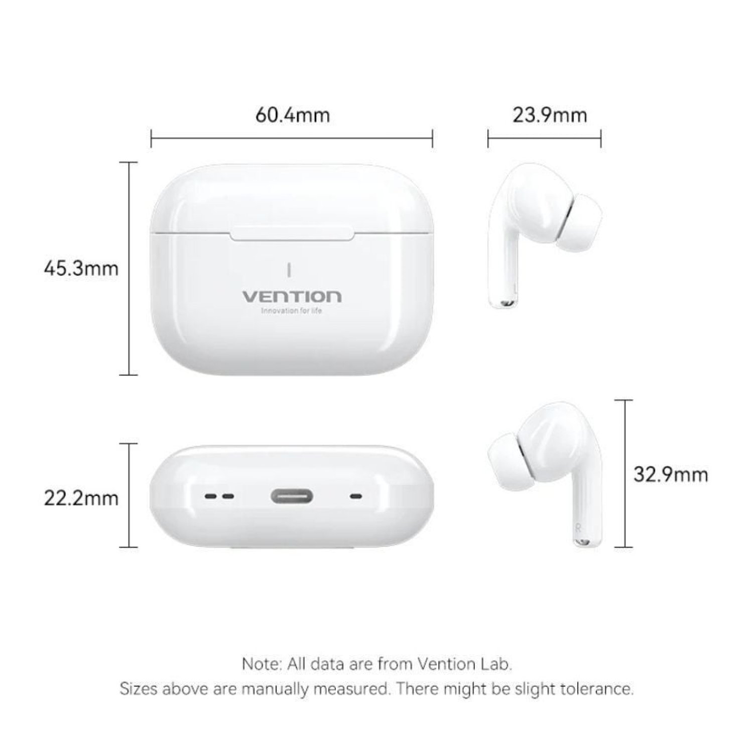 Vention Echo Lite E11 · Auriculares Bluetooth · Autonomía 6h · Con estuche de carga · Blancos