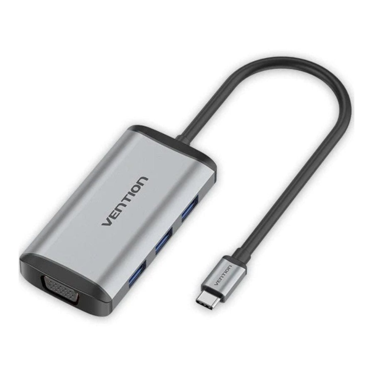 Vention Docking USB-C · 3x USB · HDMI 4K · VGA · USB-C PD · Gris