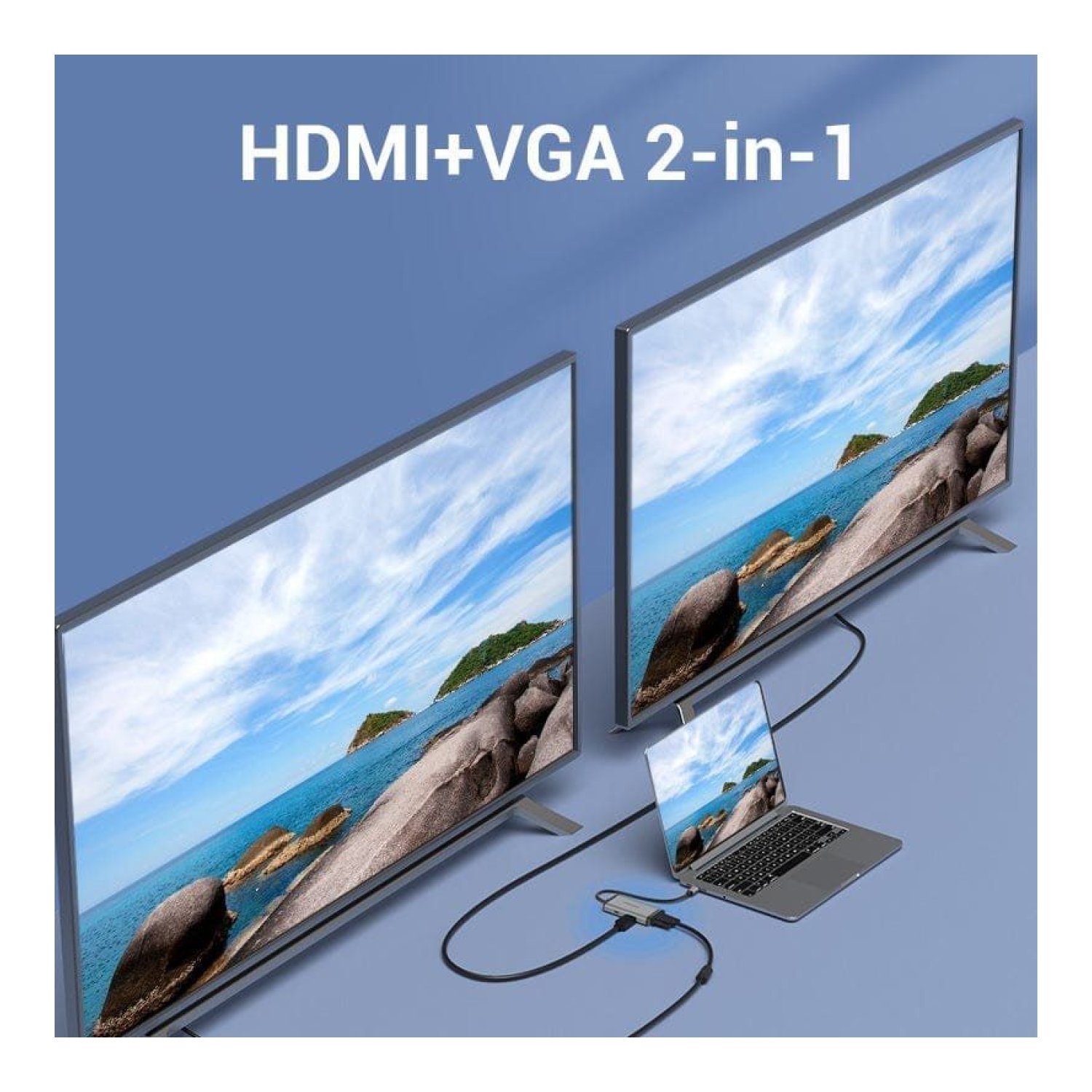 Vention Docking USB-C · 3x USB · HDMI 4K · VGA · USB-C PD · Gris
