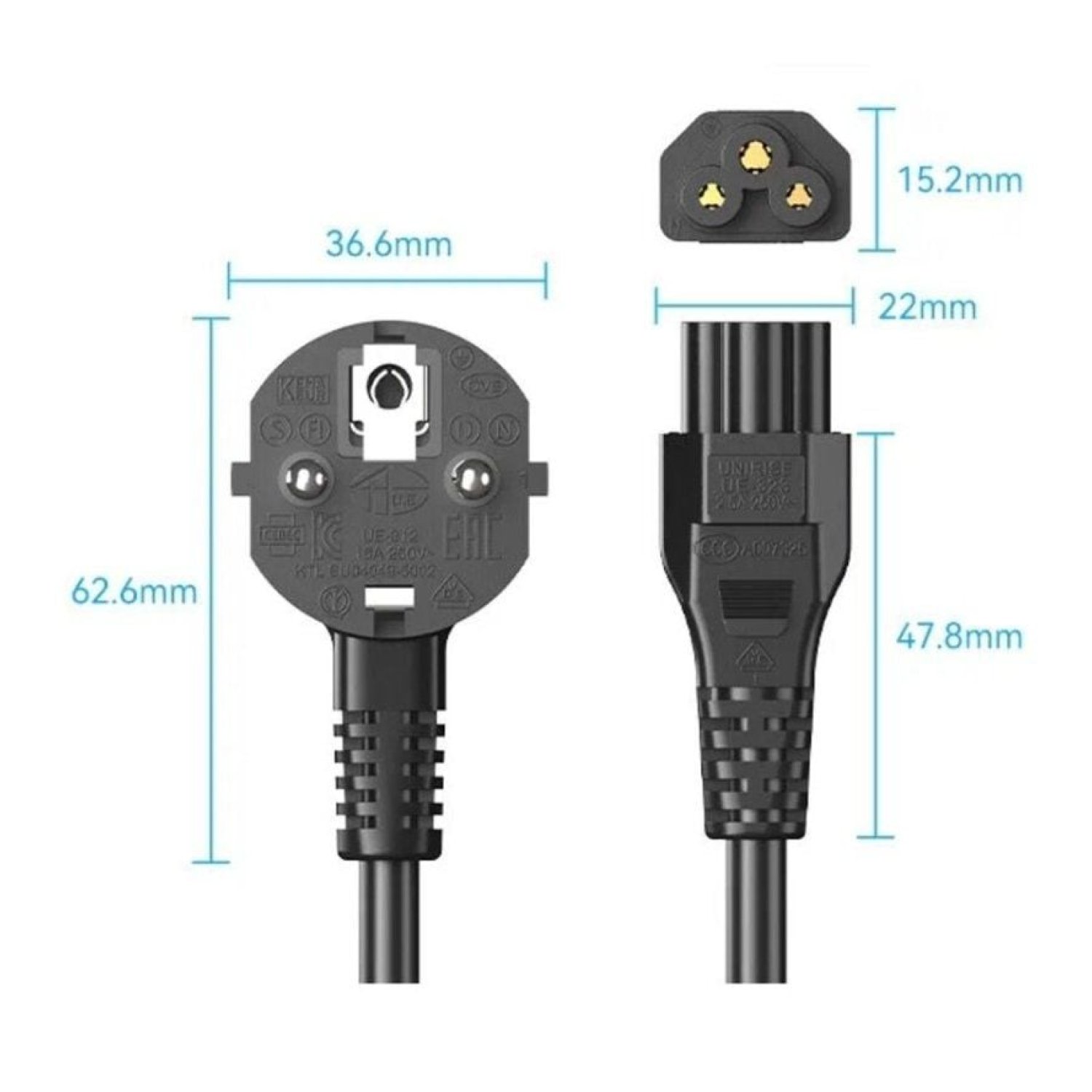 Vention Cable de Alimentación · IEC C5 a CEE7 · 1,8m · Negro