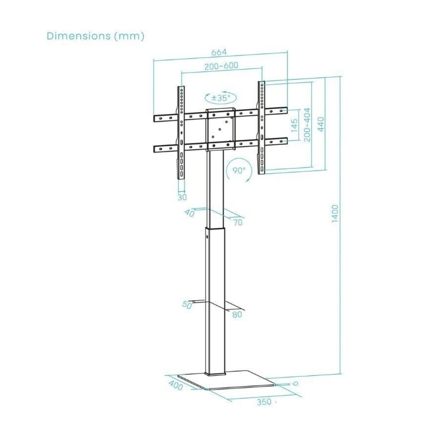 TooQ FS2286M-B · Soporte Giratorio Suelo · TV 37-70" · Hasta 40kg
