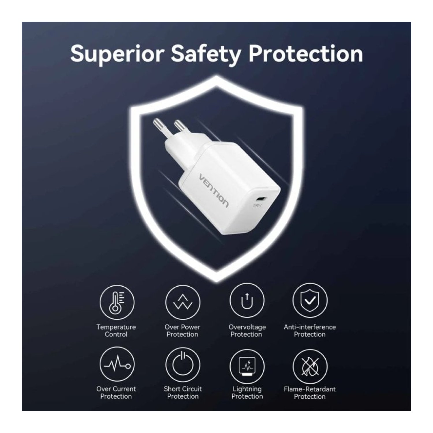 Vention · Cargador de Pared GaN · 1 USB-C · 30W