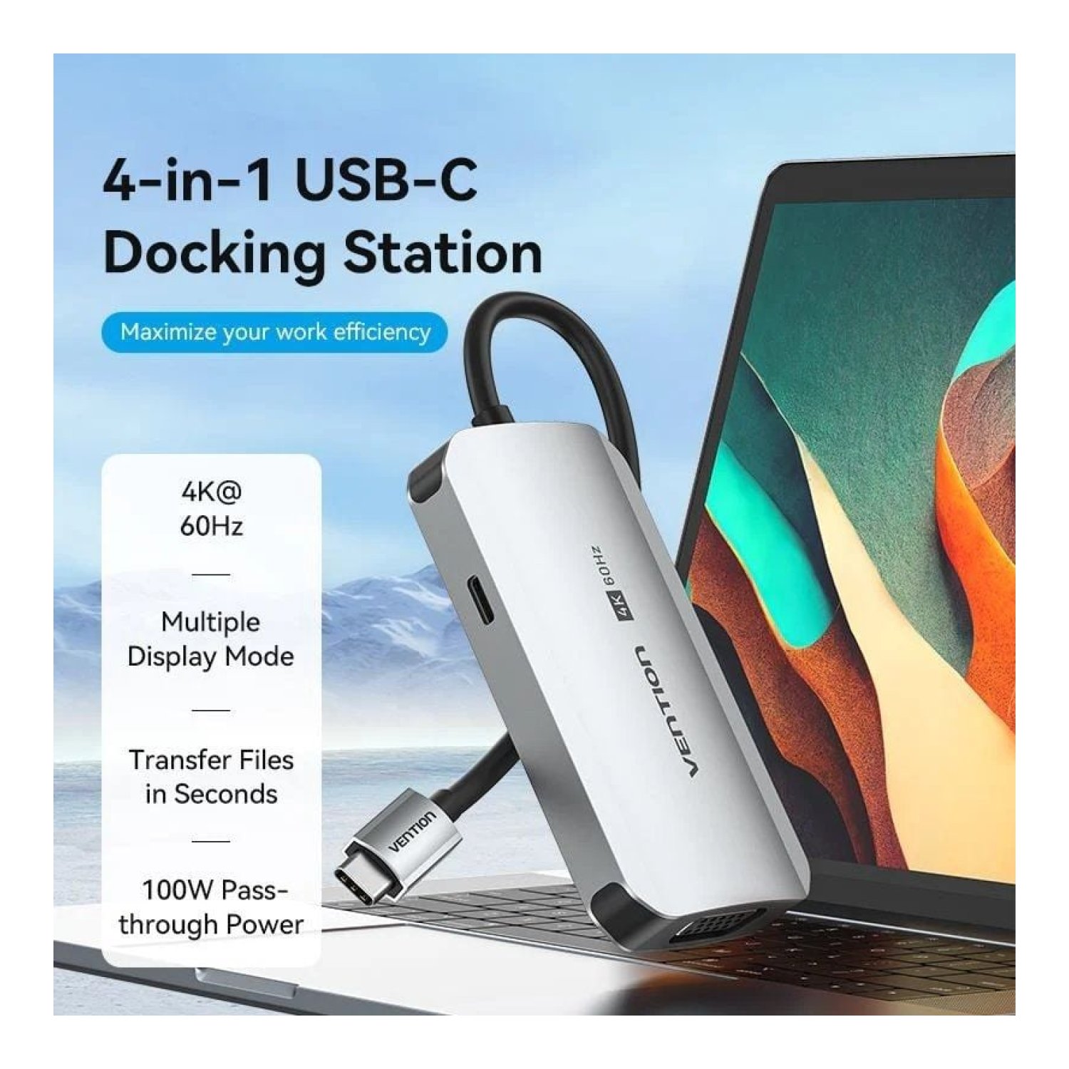 Vention Docking USB Tipo-C · HDMI · VGA · USB · PD · Gris