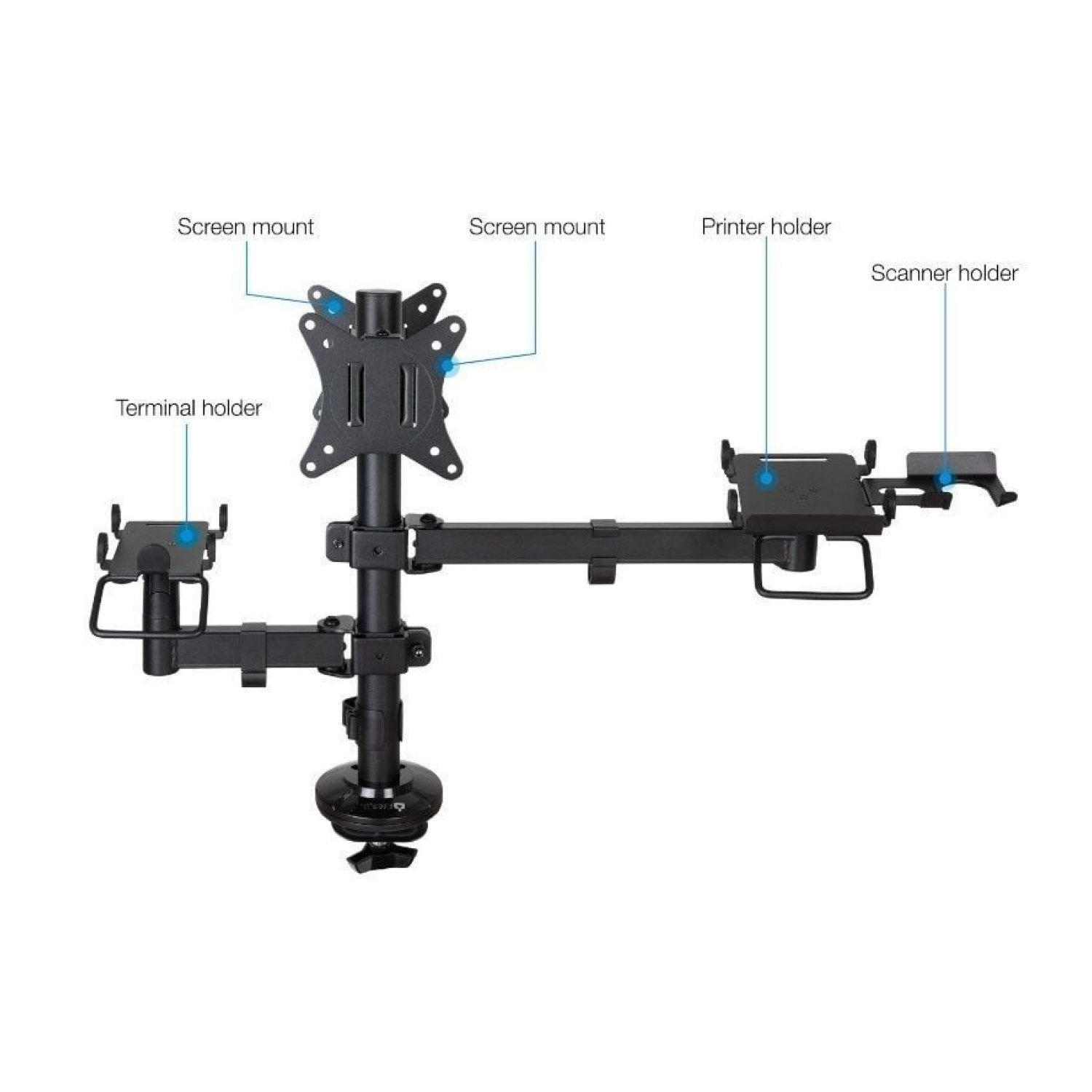 TooQ TQPM0002 · Soporte Mesa 2 Monitores · Giratorio e Inclinable · Hasta 9kg