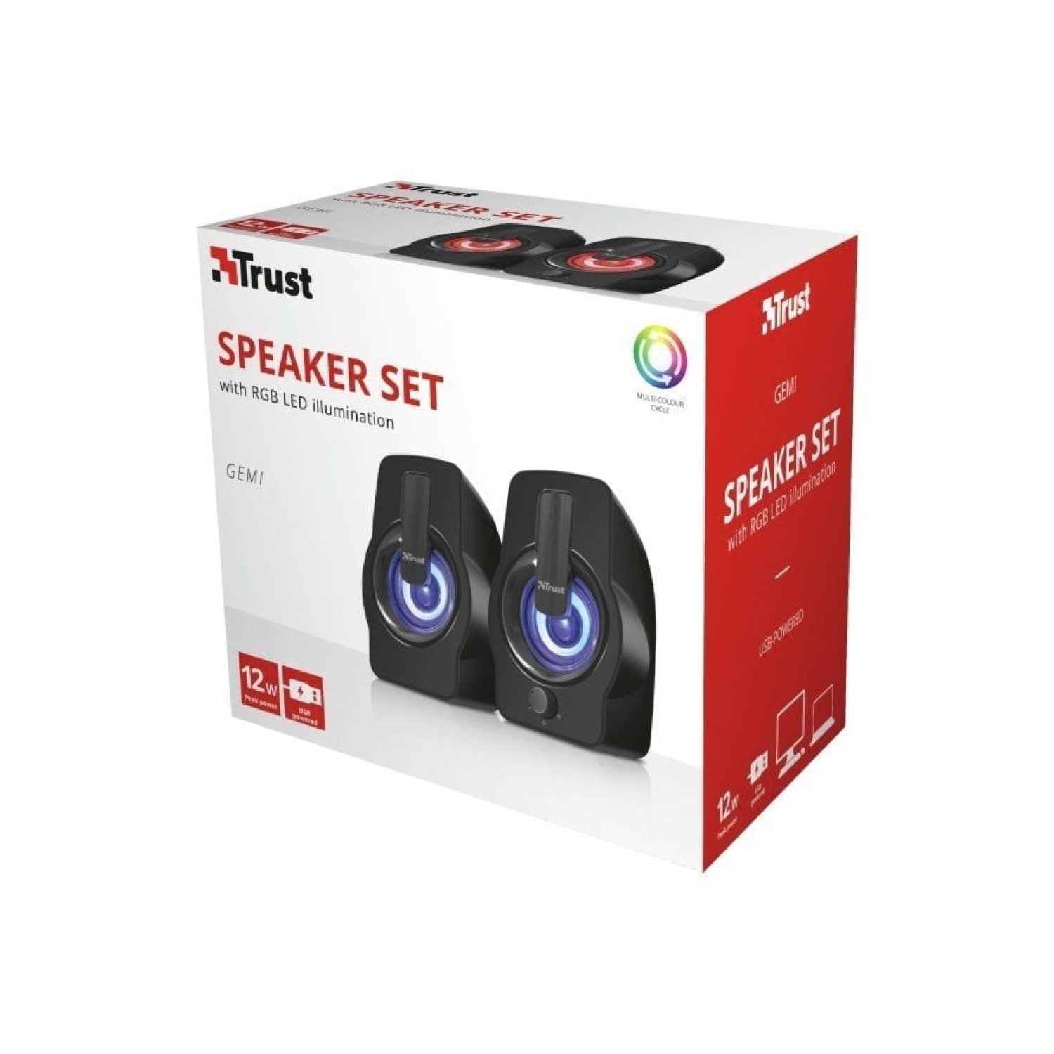 Trust Gemi RGB · Altavoces 2.0 · 12W