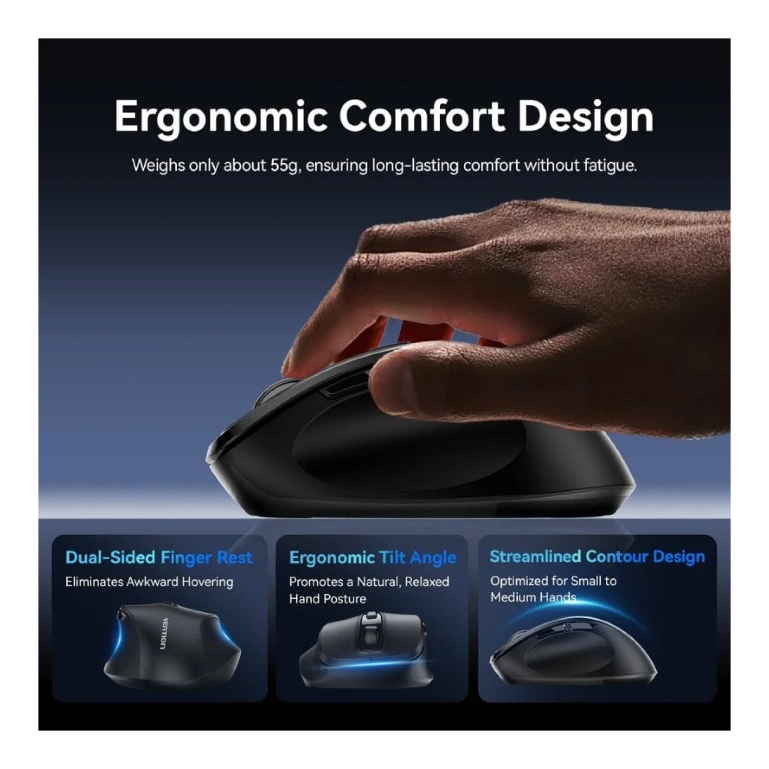 Vention · Ratón Ergonómico Inalámbrico · 4000 DPI