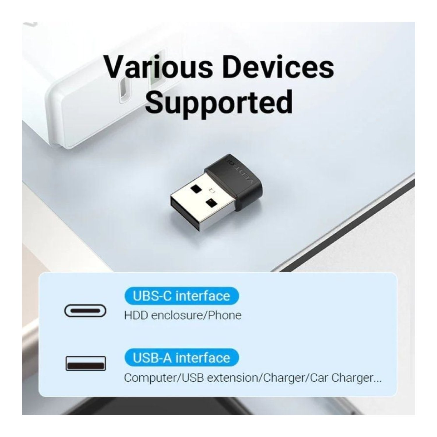 Vention · Adaptador USB · USB Tipo-C a USB 2.0 Hembra