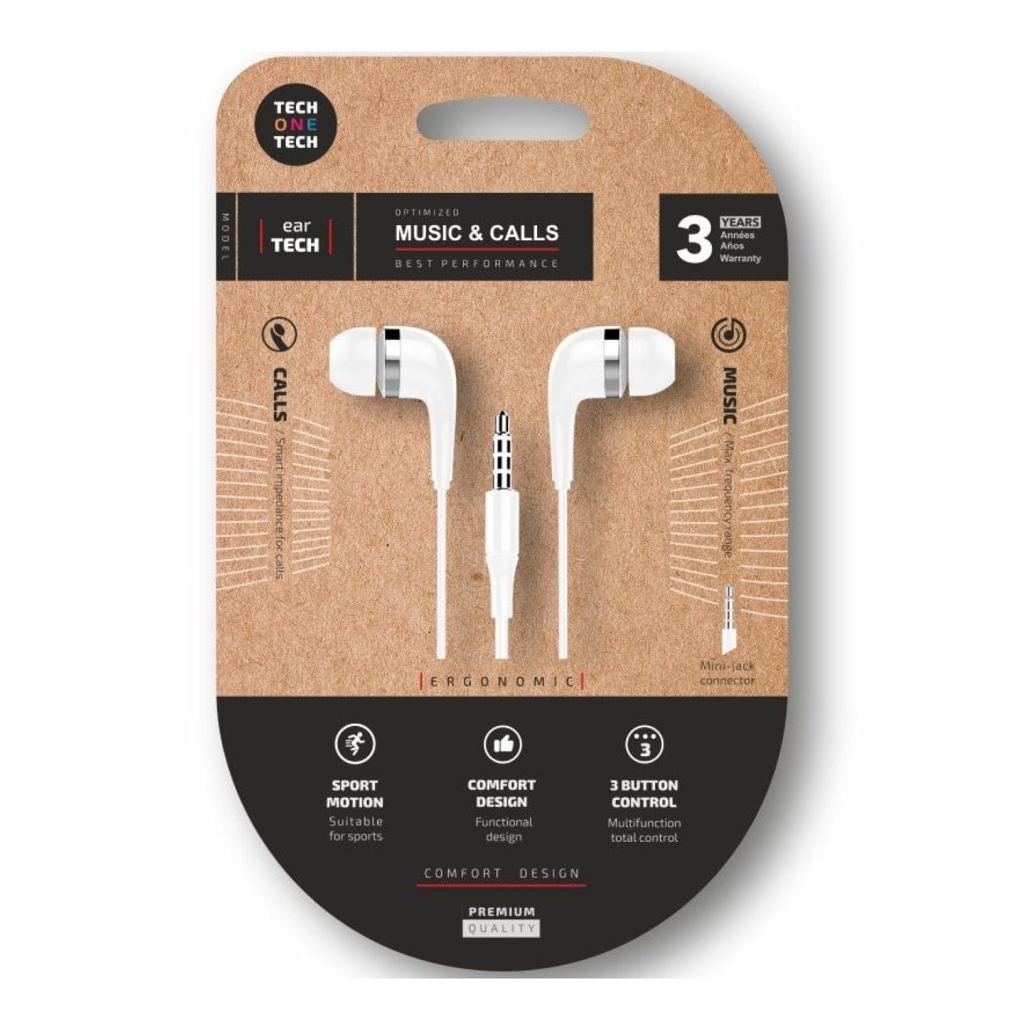 Tech One Tech Soft Ear · Auriculares Intrauditivos · Jack 3,5mm · Micrófono · Blancos