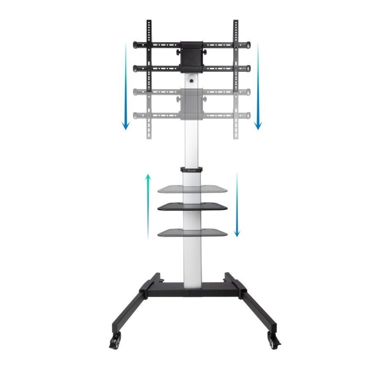 TooQ FS1886M-B · Soporte Suelo TV 37-86" · Inclinable Ajustable · Ruedas · Hasta 50kg