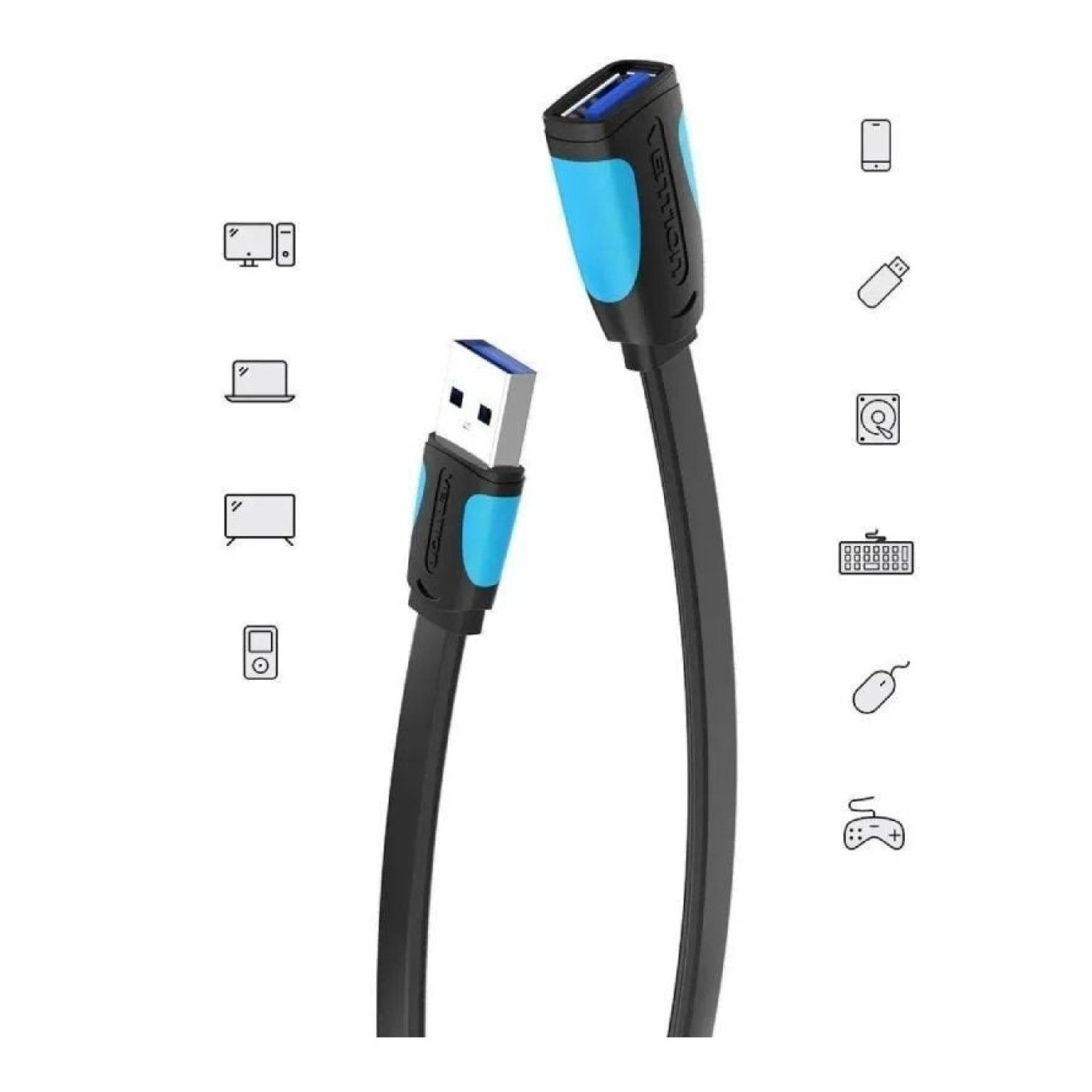 Cable Alargador USB 3.0 Vention VAS-A13-B200/ USB Macho - USB Hembra/ 5Gbps/ 2m/ Negro y Azul
