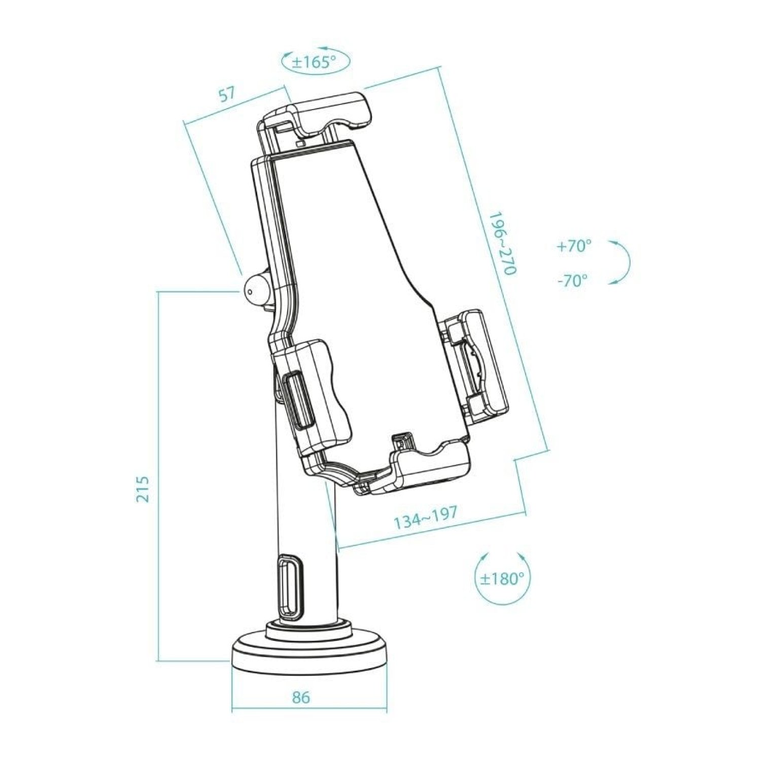 TooQ TQTDS0812 · Soporte Mesa/Pared Smartphone Tablet · Antirrobo · Negro