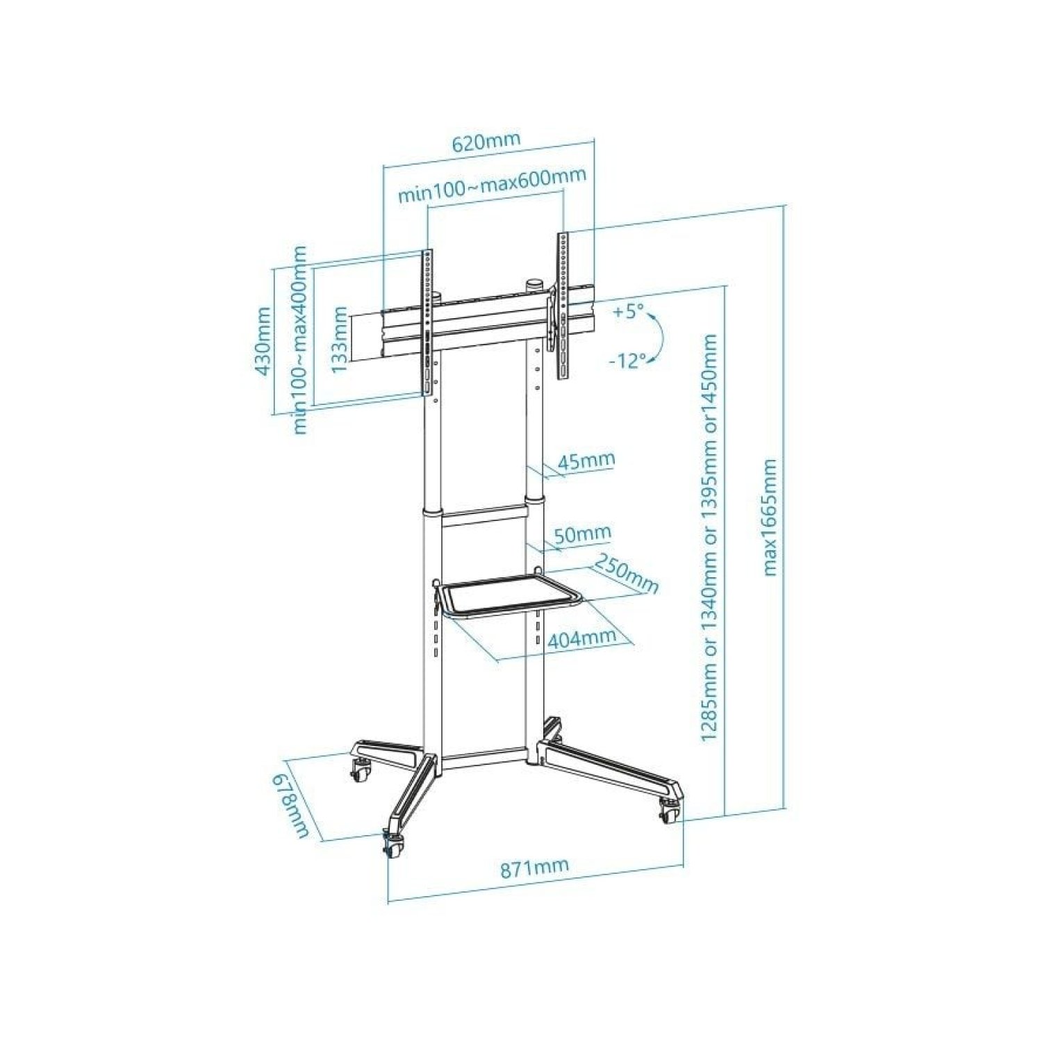 TooQ FS1170M-B · Soporte Suelo Inclinable · 37-70" · Ruedas · Hasta 50kg