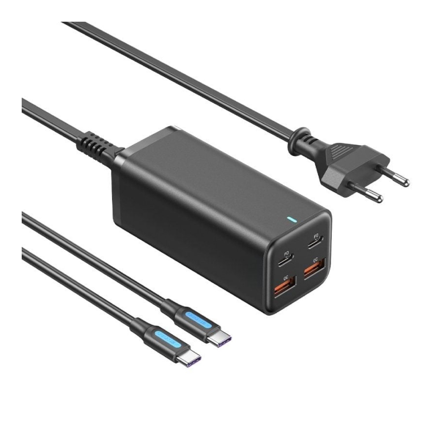 Cargador de Pared Vention FBSBG-EU/ 2xUSB Tipo-C + Cable USB Tipo-C/ 2xUSB/ 100W
