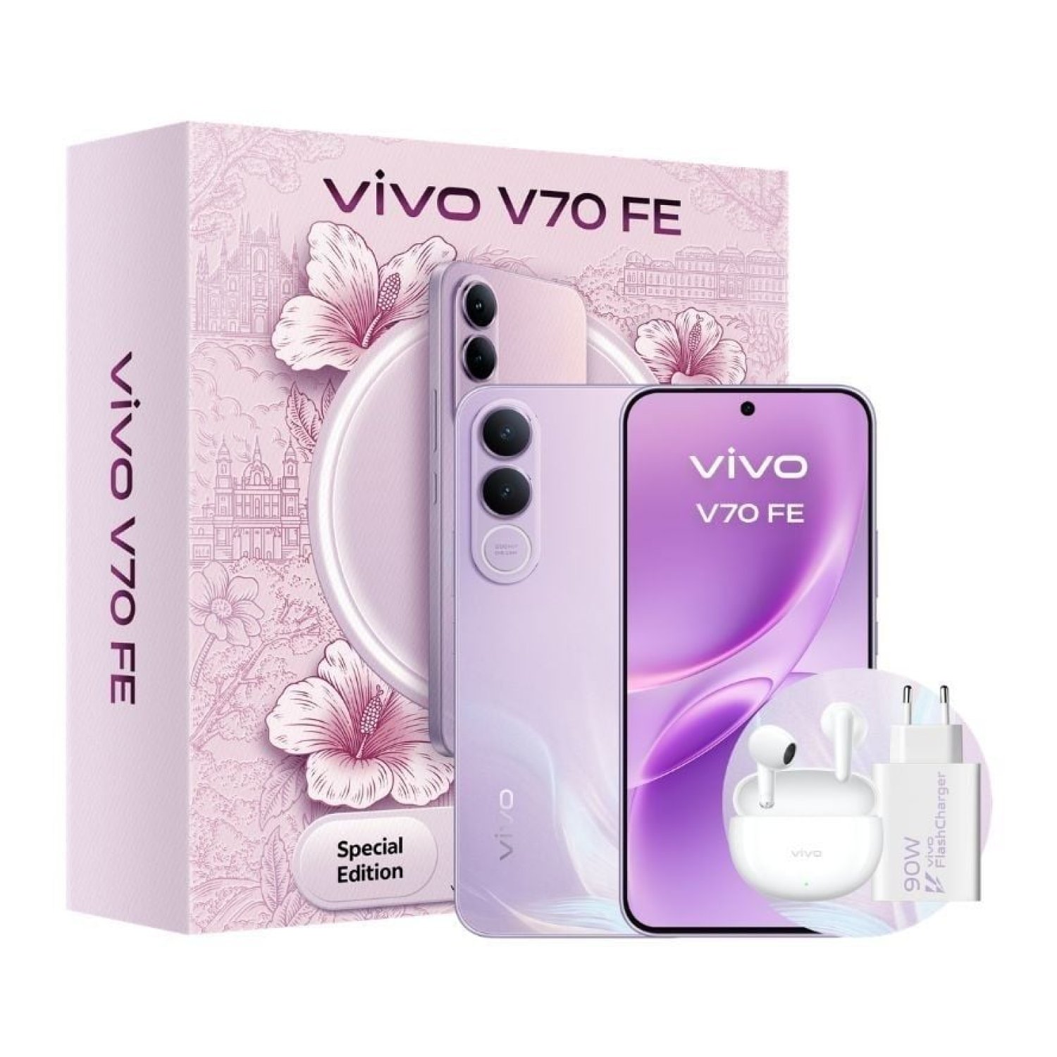 Vivo V70 FE · 6,83" · 8GB RAM · 256GB · 5G · Púrpura · Con Cargador y Auriculares