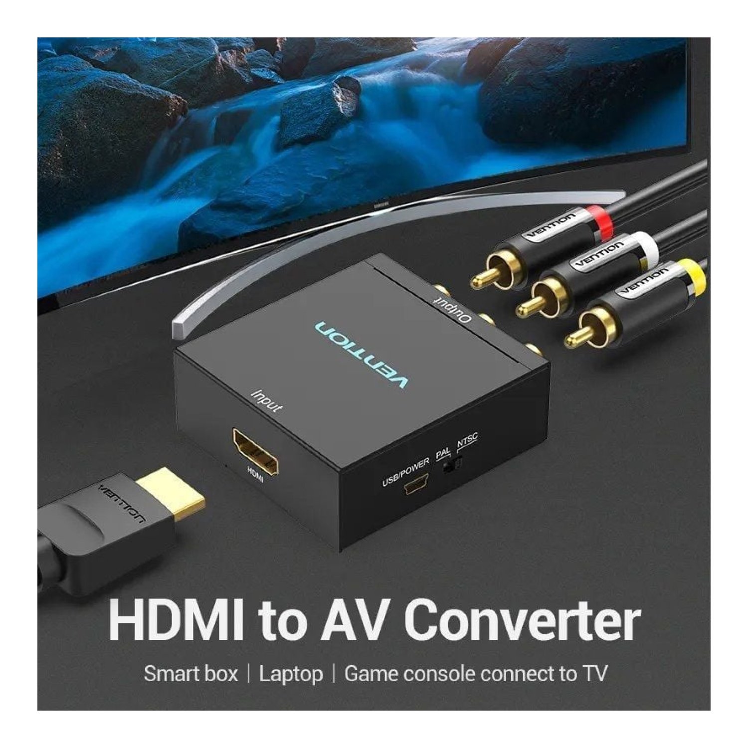 Vention · Convertidor HDMI a RCA · HDMI Hembra · RCA Hembra · MiniUSB