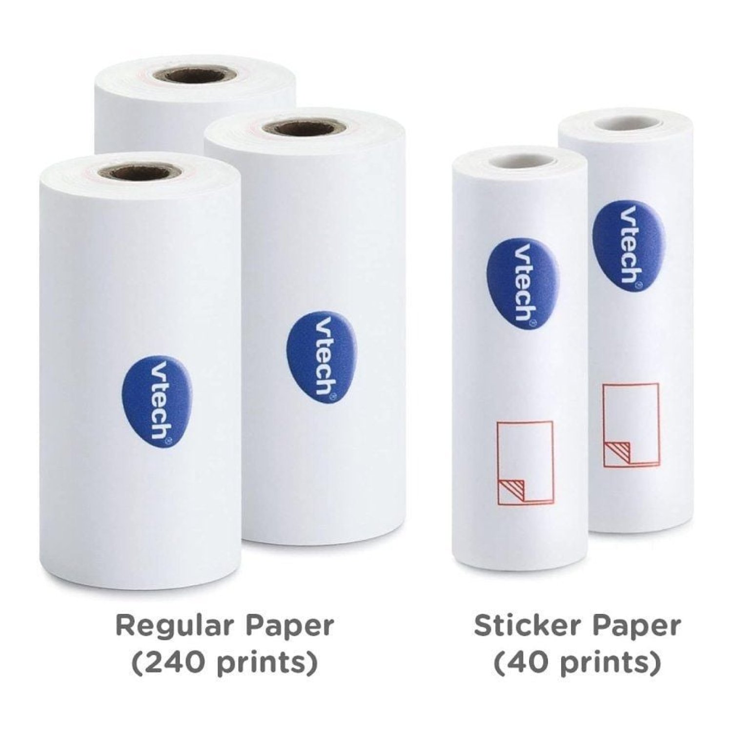 VTech Print Cam · Pack 5 Rollos Papel Térmico · 3 Estándar + 2 Pegatina