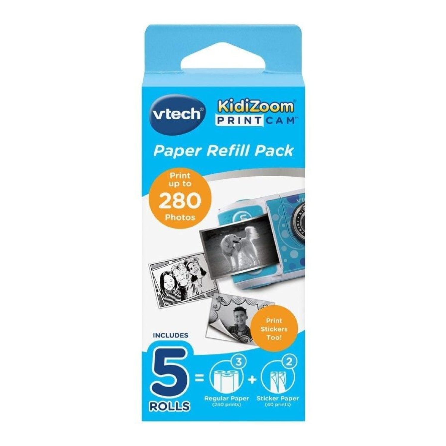 VTech Print Cam · Pack 5 Rollos Papel Térmico · 3 Estándar + 2 Pegatina
