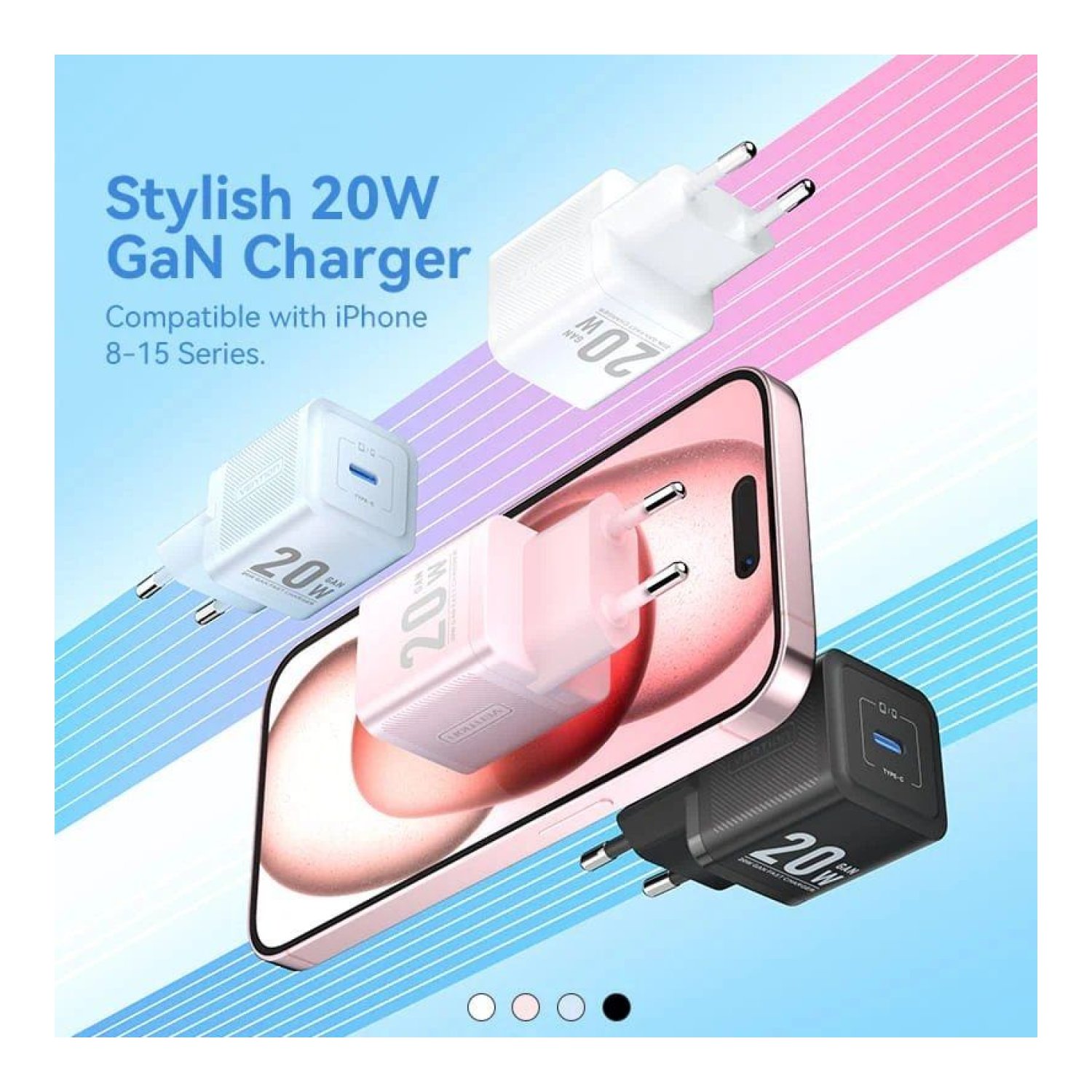 Vention · Cargador GaN de Pared · 1x USB-C · 20W