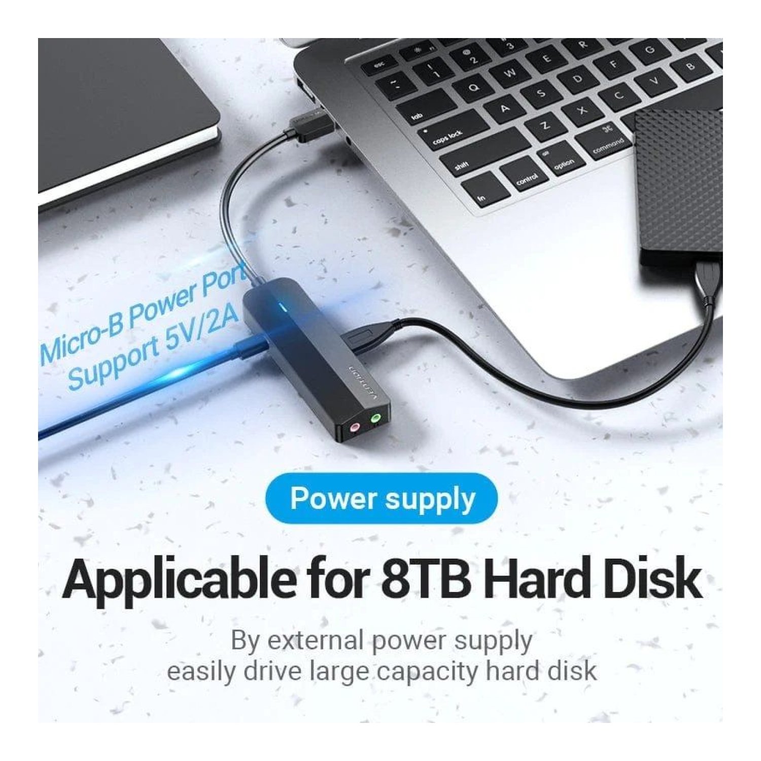 Vention Hub USB 3.0 · Tarjeta de Sonido · 3xUSB · MicroUSB PD