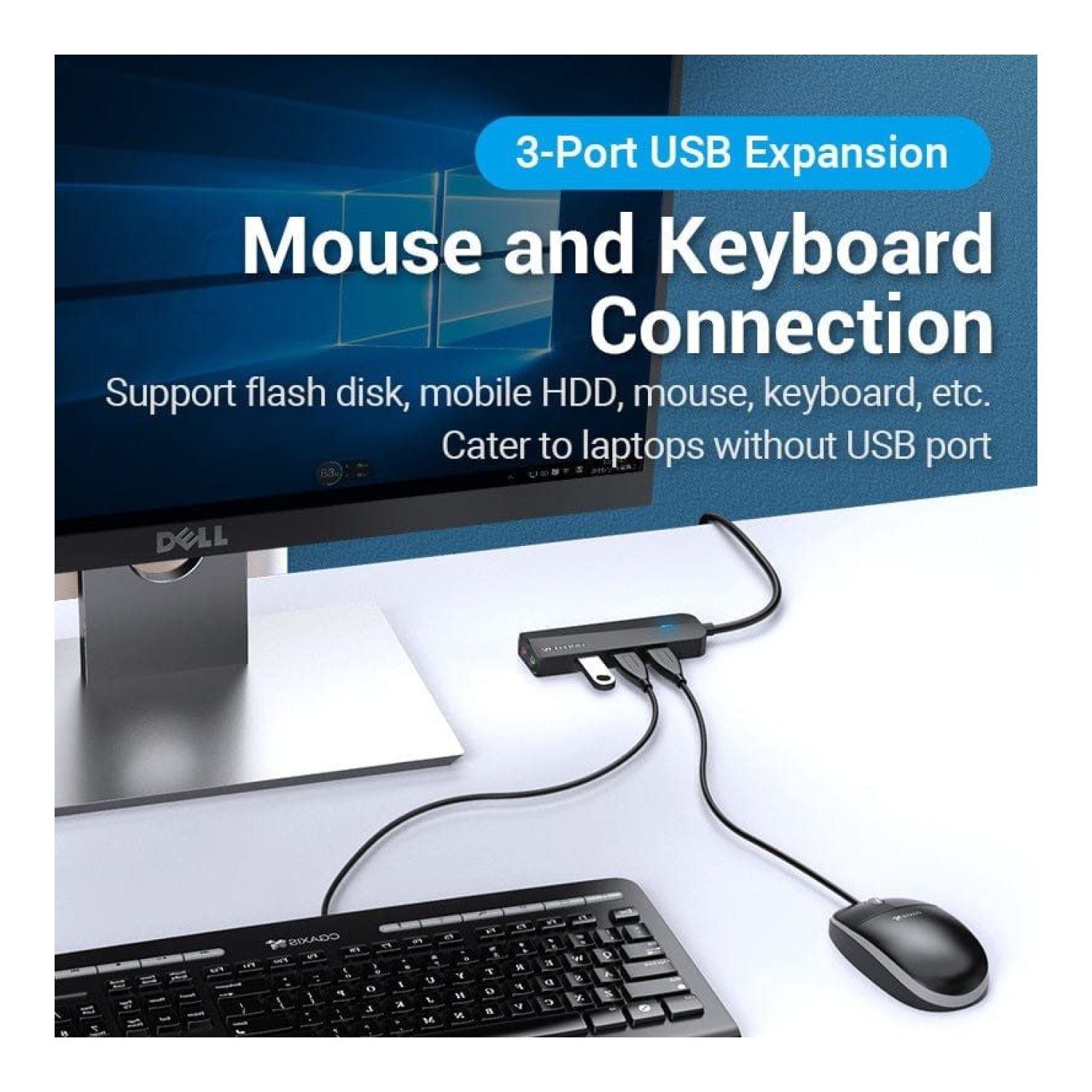 Vention Hub USB 3.0 · Tarjeta de Sonido · 3xUSB · MicroUSB PD
