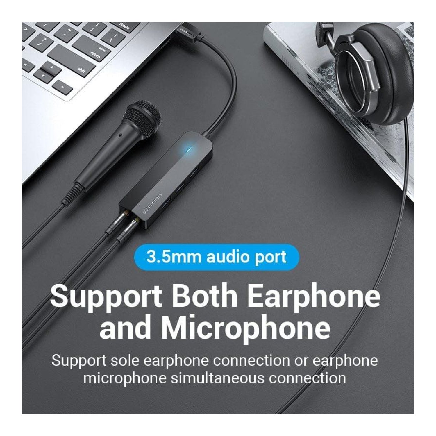 Vention Hub USB 3.0 · Tarjeta de Sonido · 3xUSB · MicroUSB PD