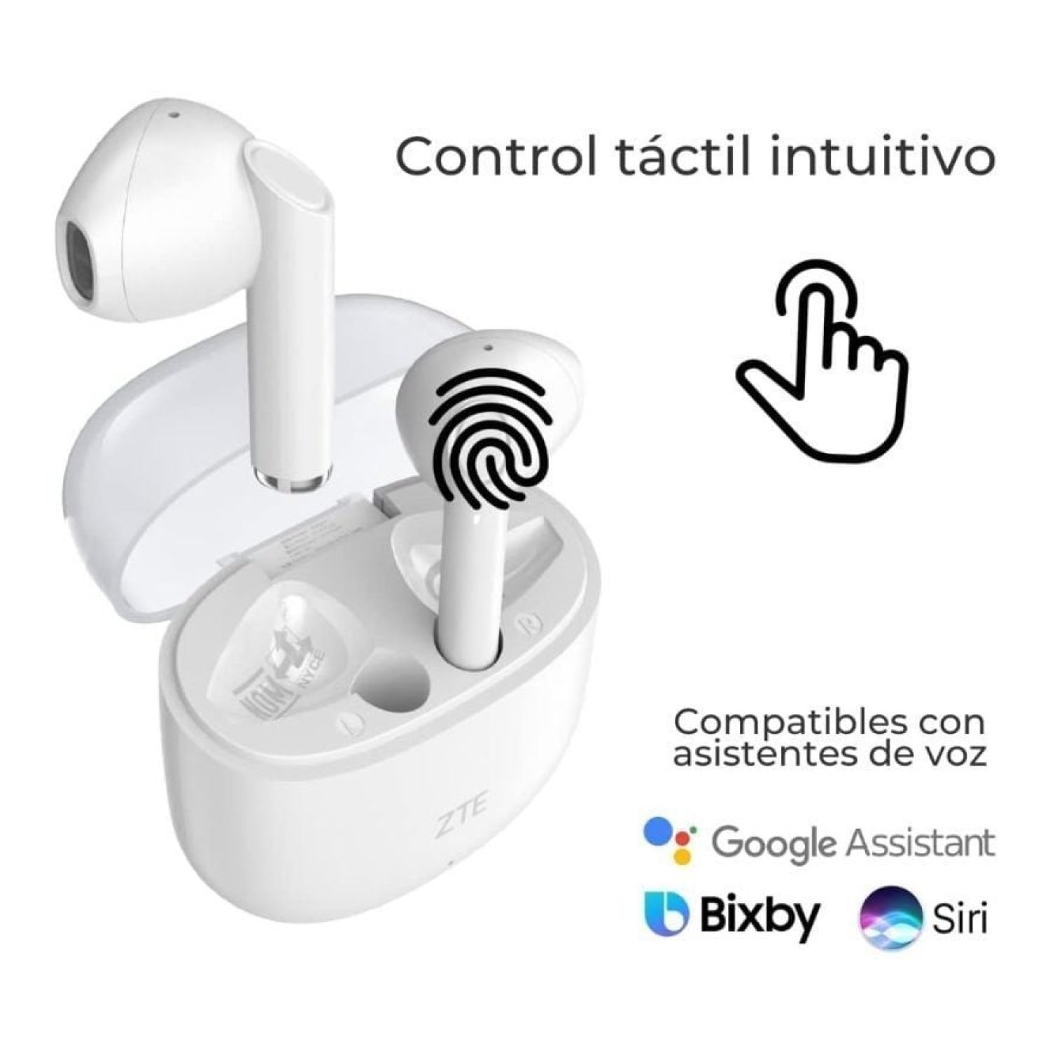 ZTE Buds 2 · Auriculares Bluetooth · Autonomía 5h · Estuche de Carga · Blancos