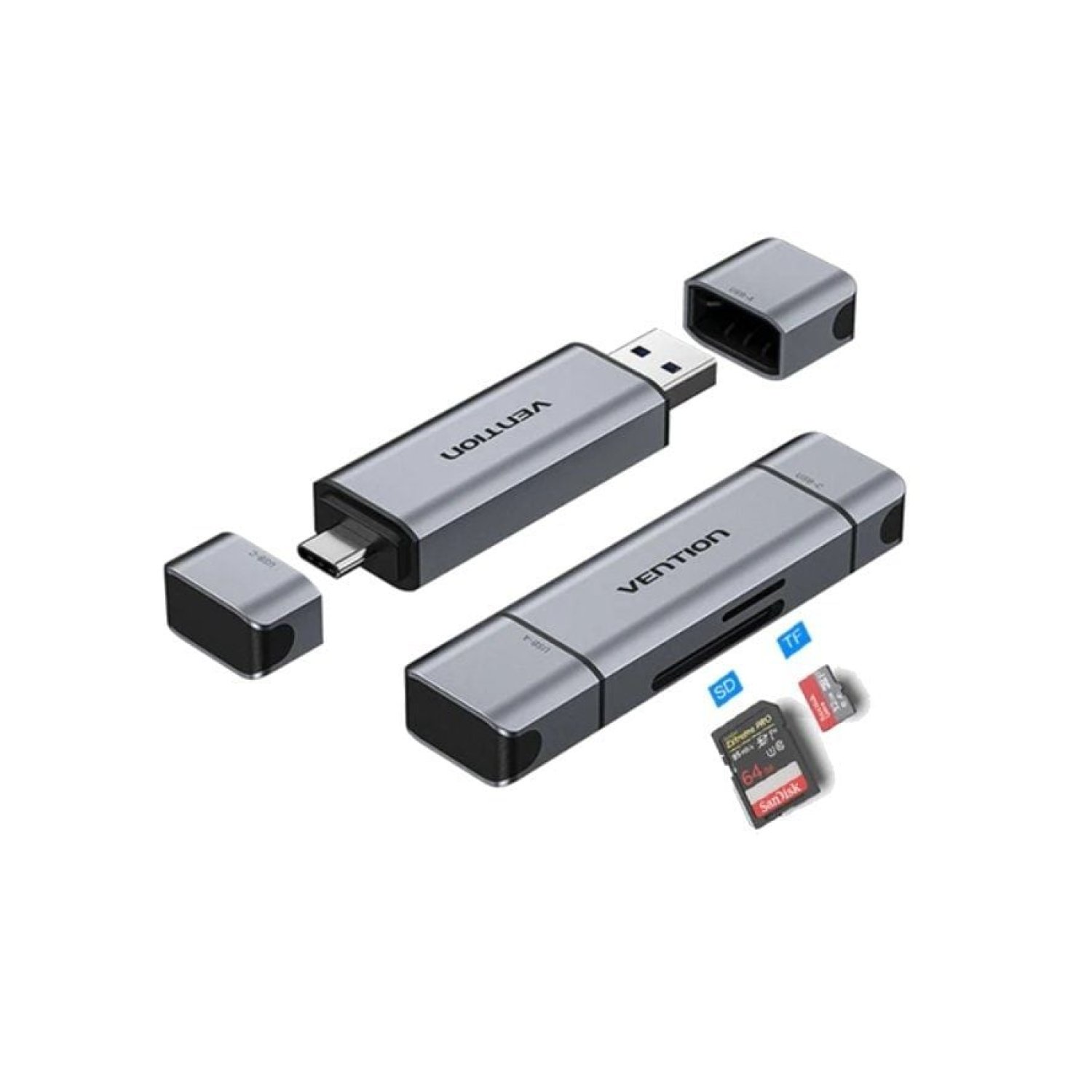 Vention · Lector de Tarjetas Externo · USB 3.0 y USB-C